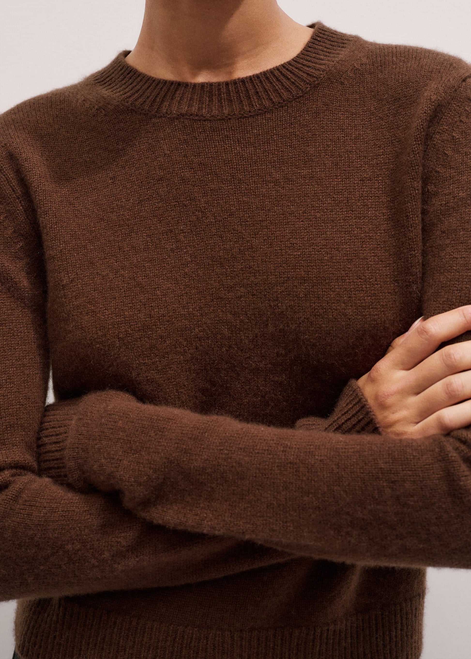 ME and EM Clothing Brown Cashmere Relaxed Crop Sweater