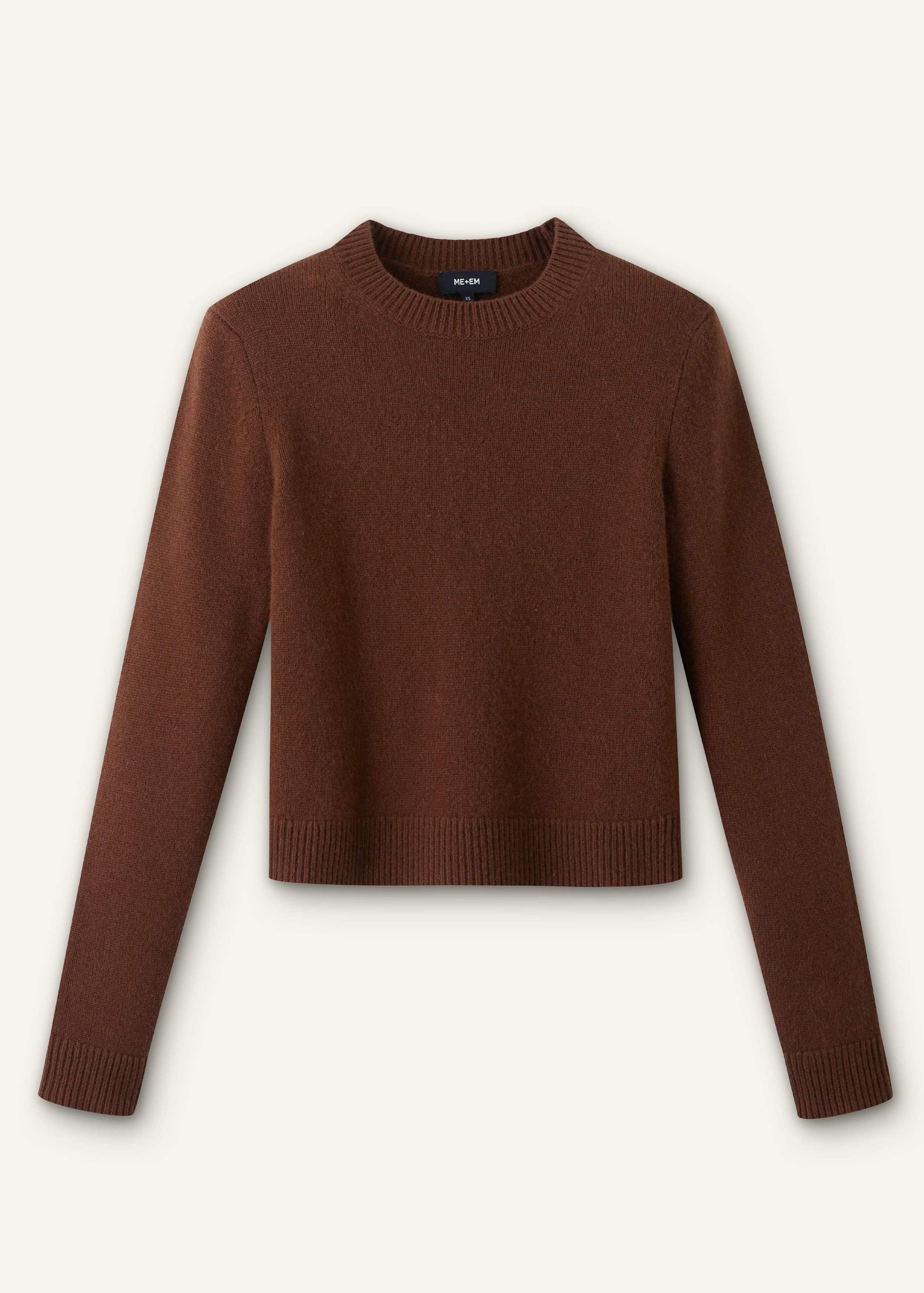 ME and EM Clothing Brown Cashmere Relaxed Crop Sweater