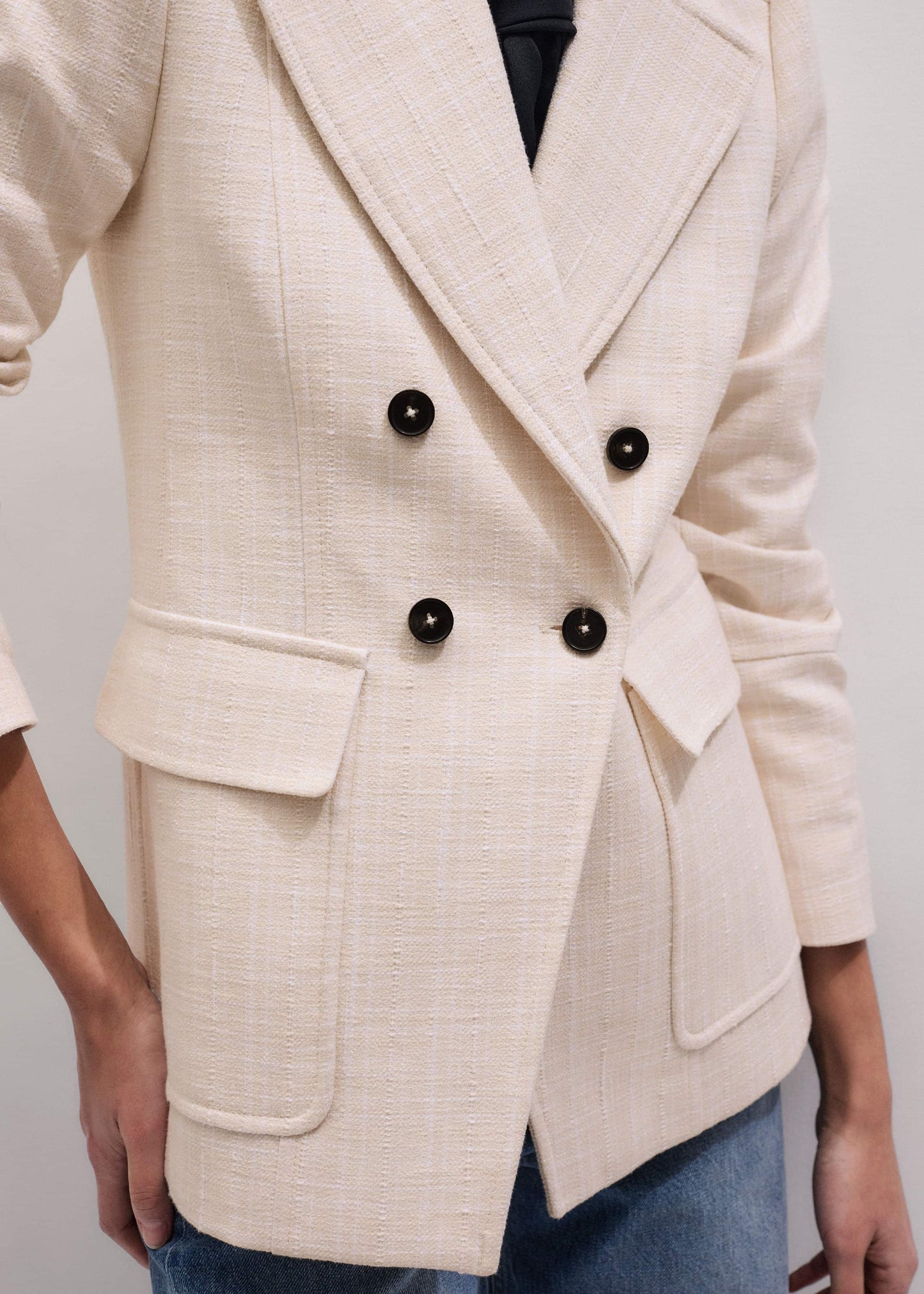 ME and EM Clothing Ivory Slim Feminine Sleeve Blazer