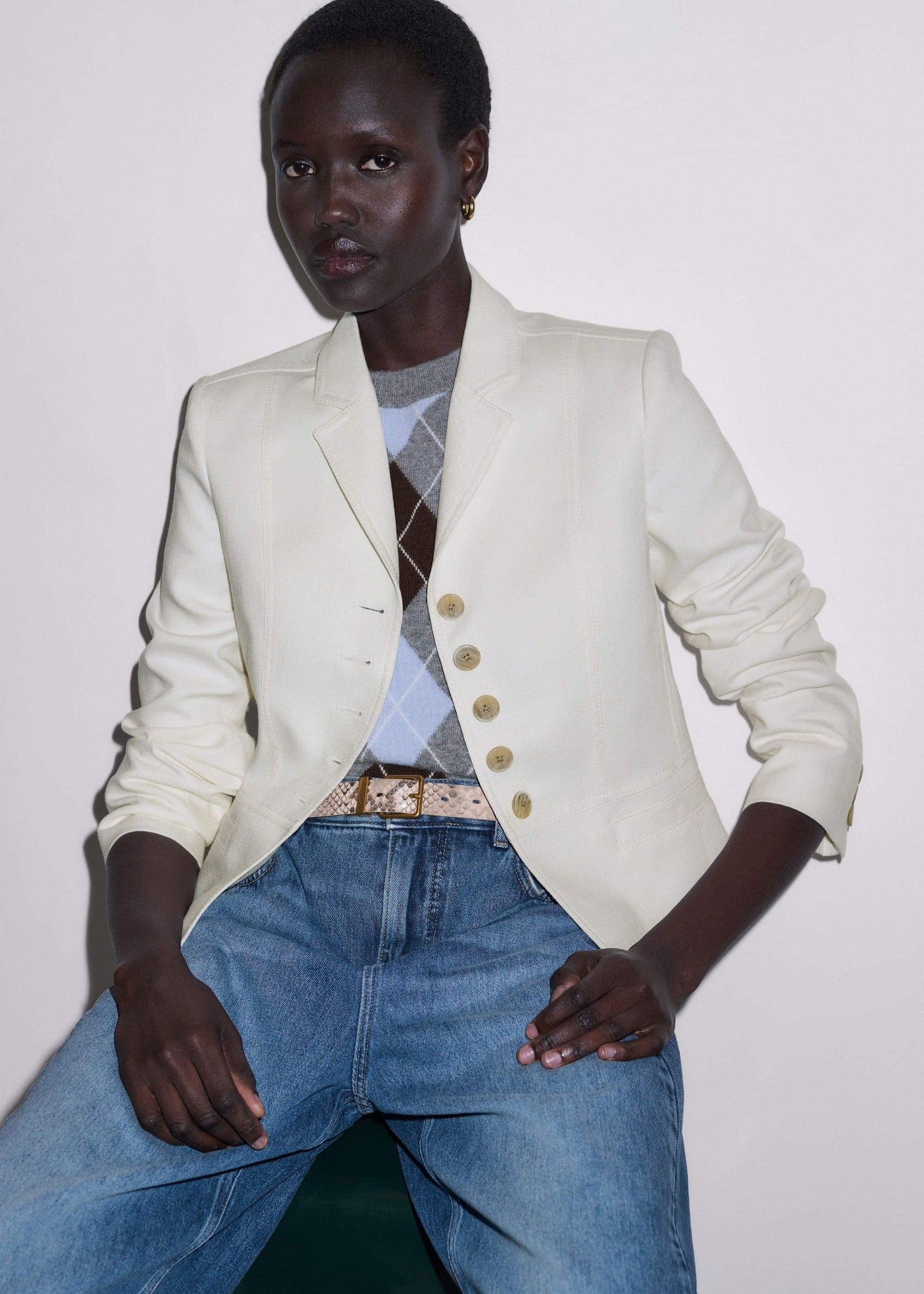 ME and EM Clothing Ivory Fitted Utility Jacket