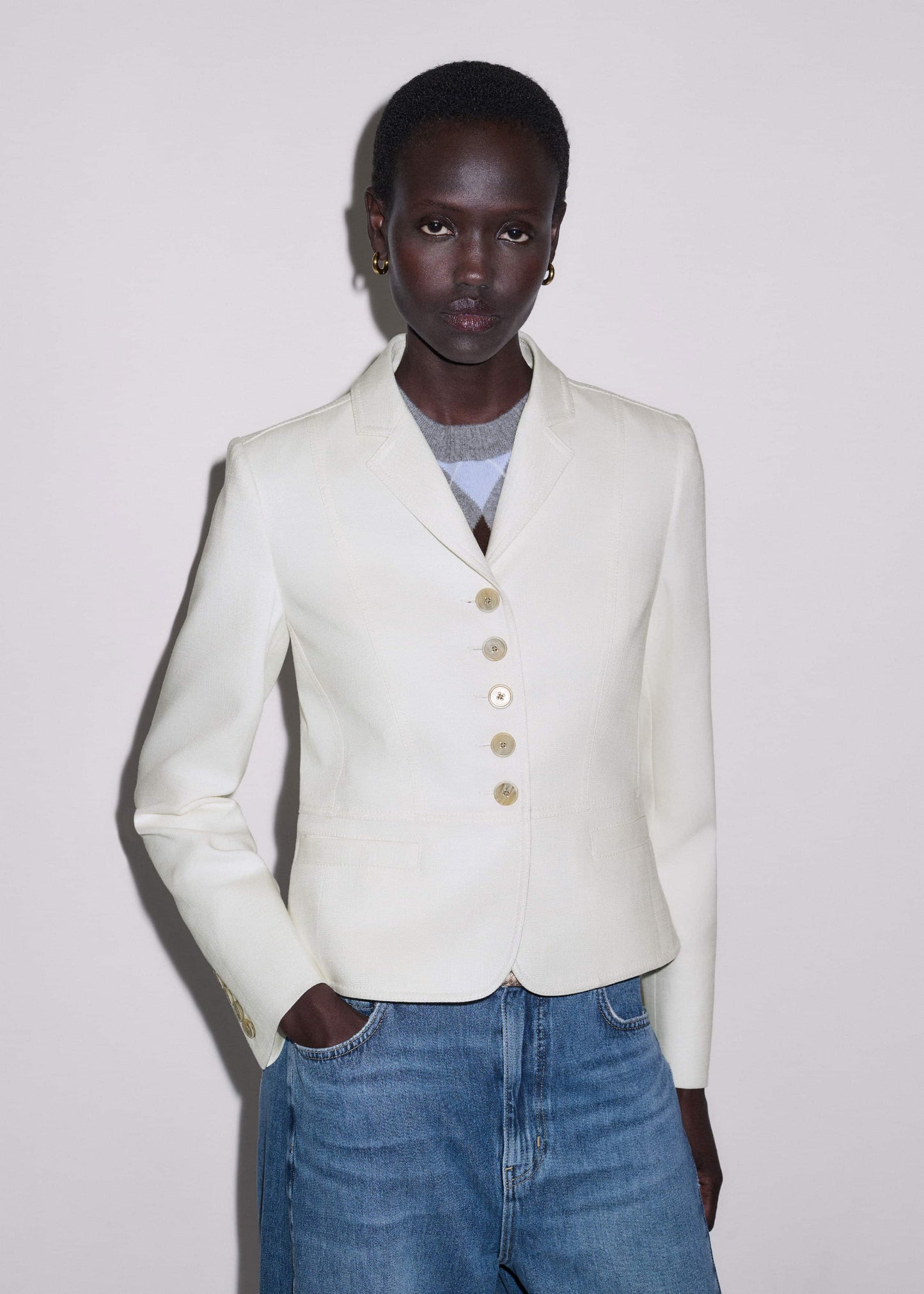 ME and EM Clothing Ivory Fitted Utility Jacket