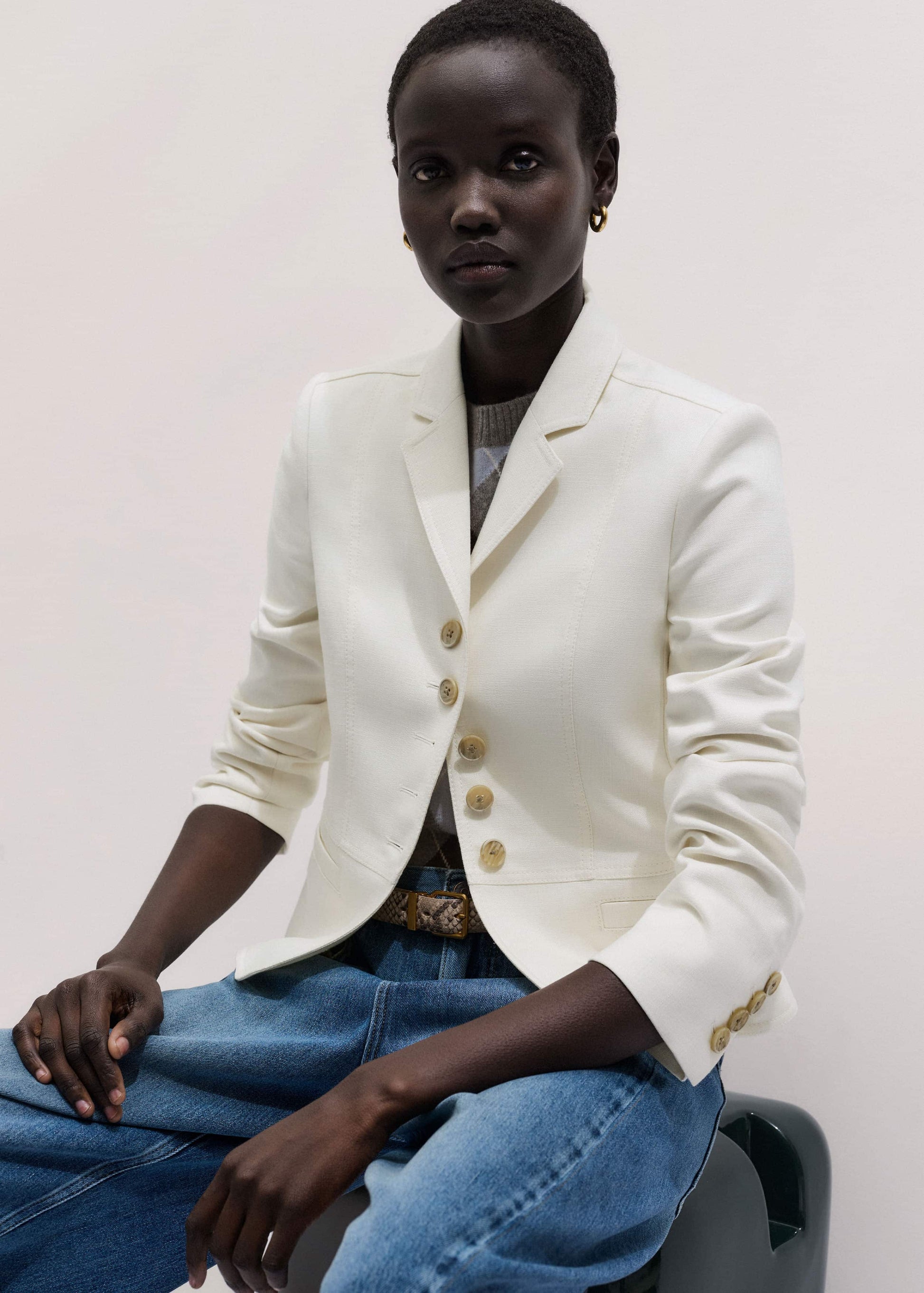 ME and EM Clothing Ivory Fitted Utility Jacket