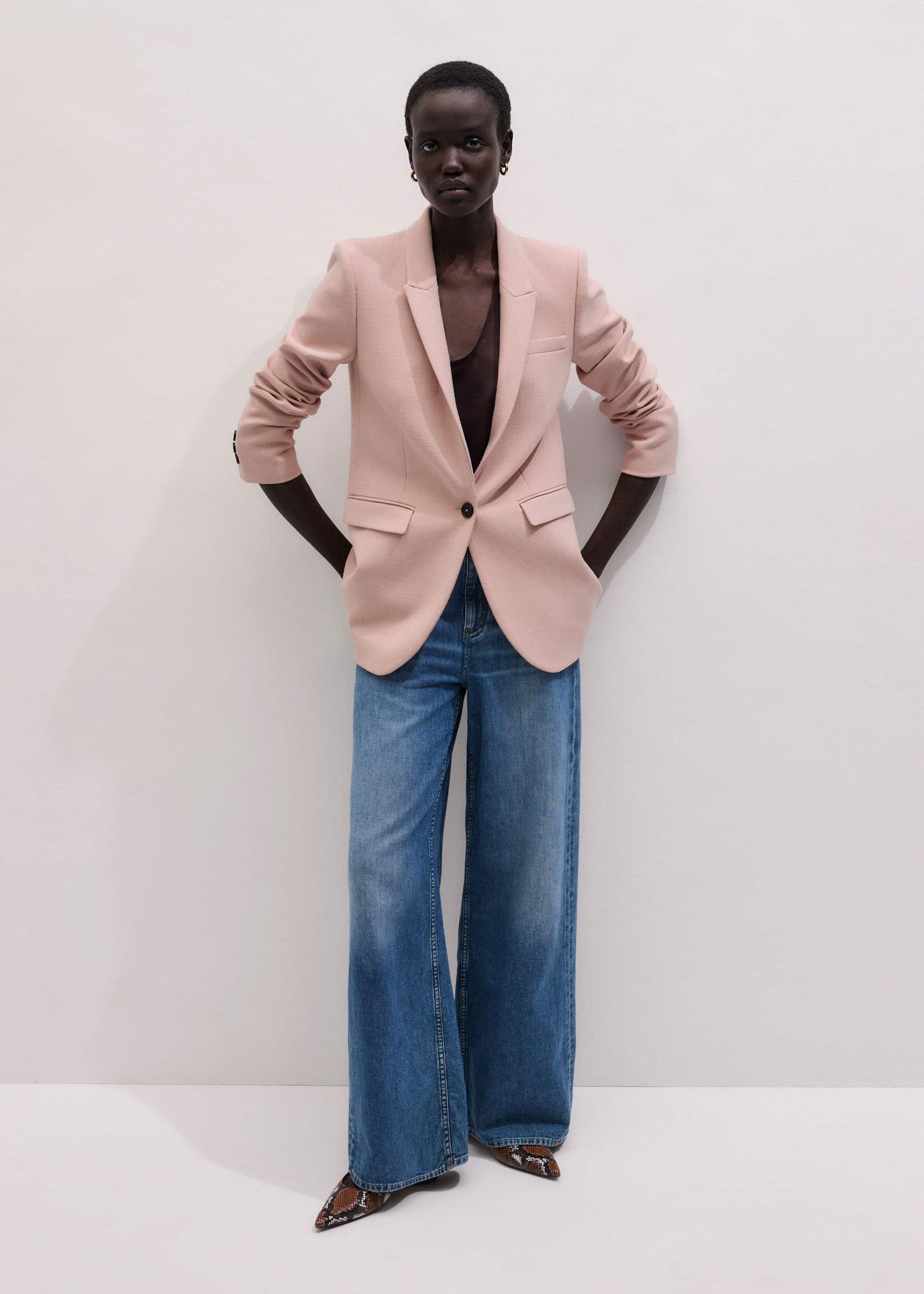 ME and EM Clothing Pink Sharp Shoulder Blazer