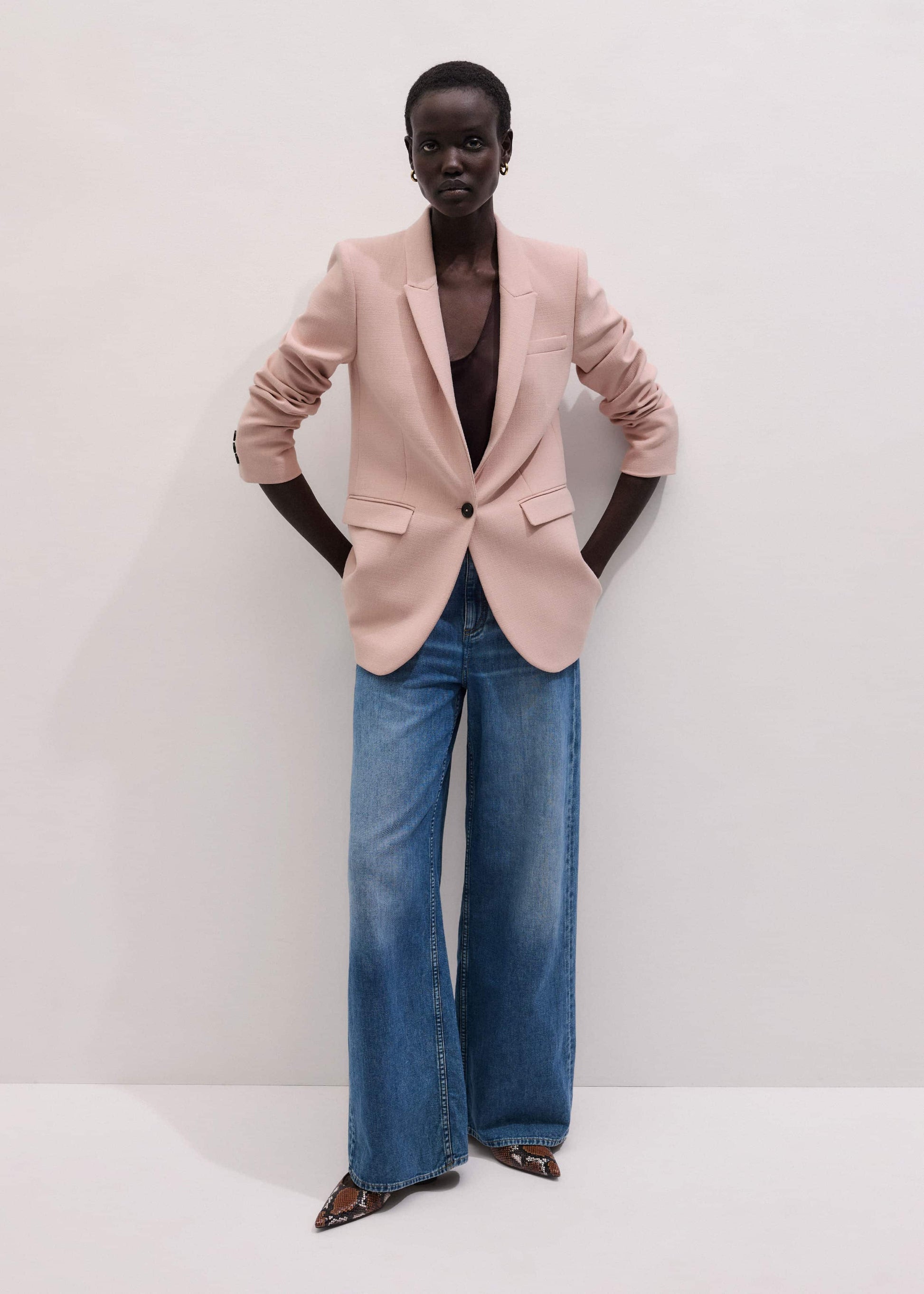ME and EM Clothing Pink Sharp Shoulder Blazer