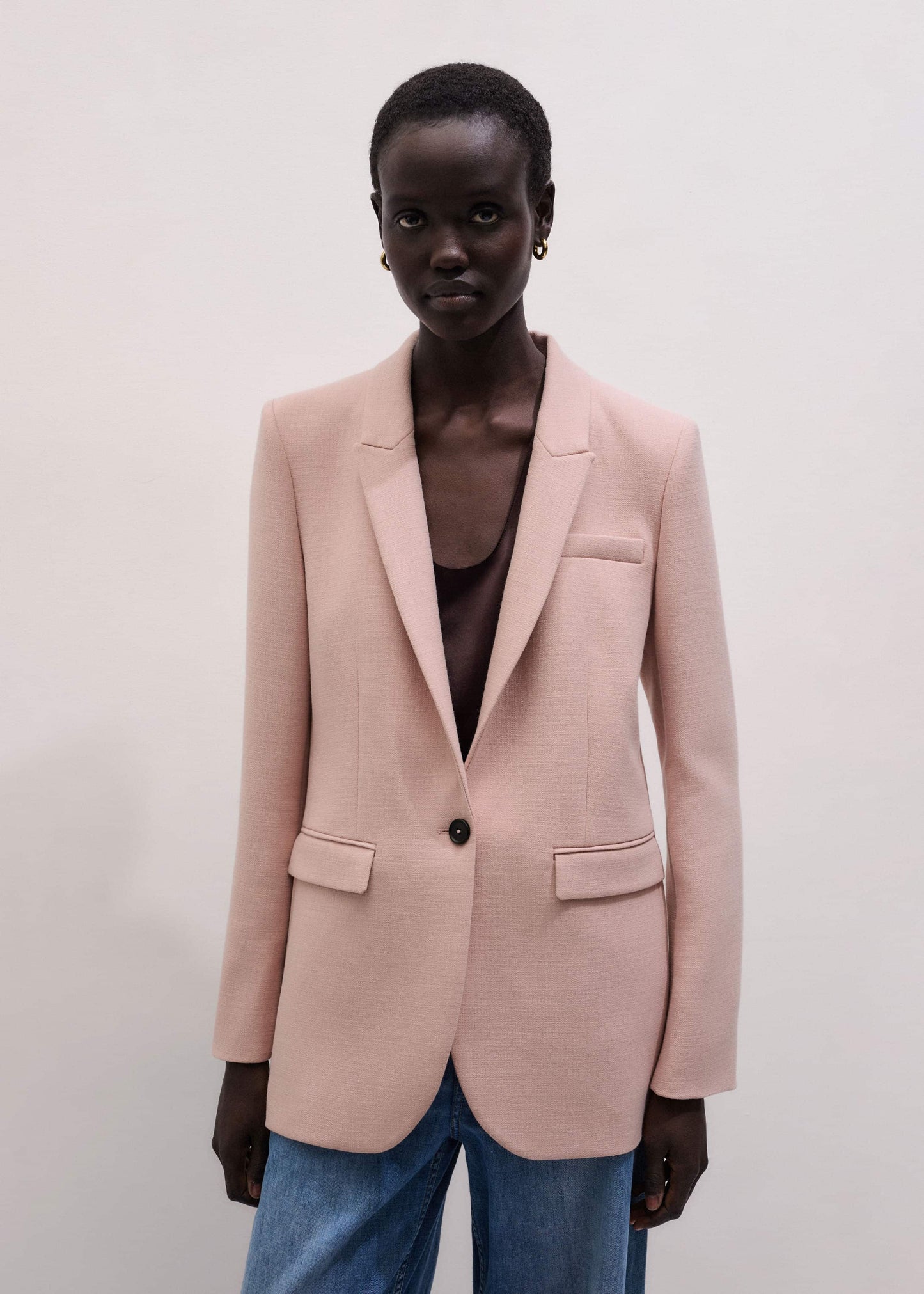 ME and EM Clothing Pink Sharp Shoulder Blazer