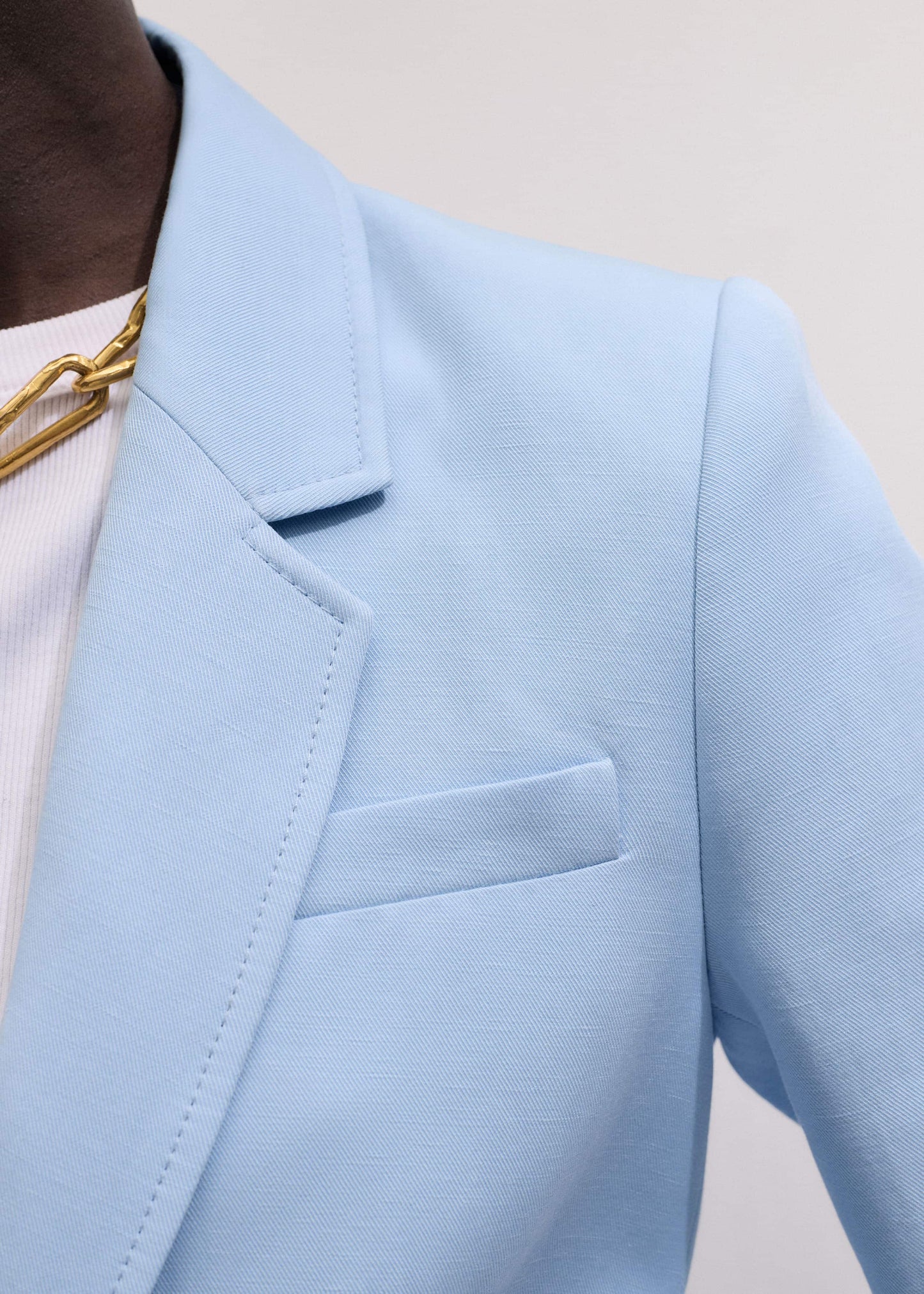 ME and EM Clothing Sky Blue Sharp Shoulder Blazer