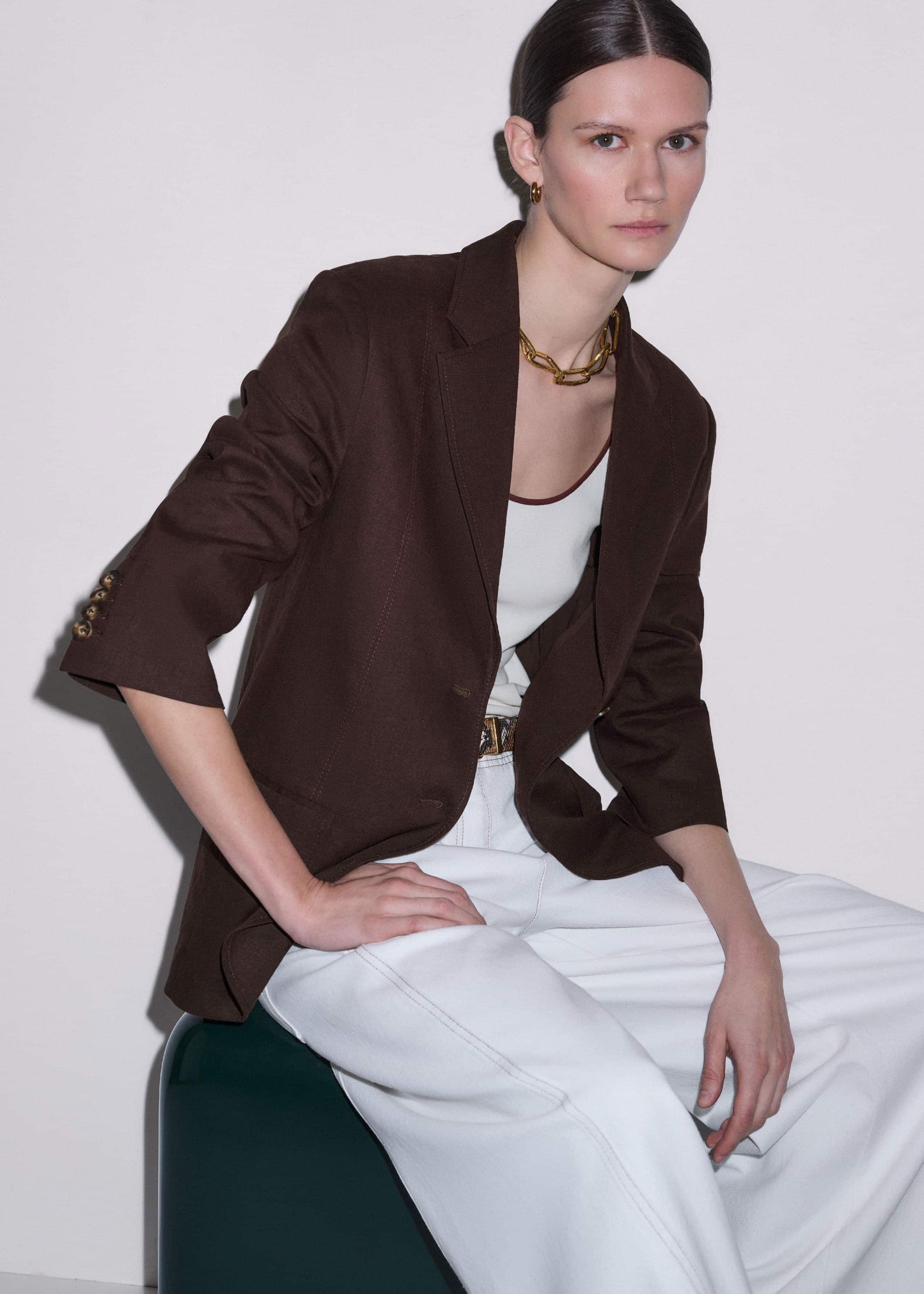 ME and EM Clothing Brown Summer Oversized Blazer