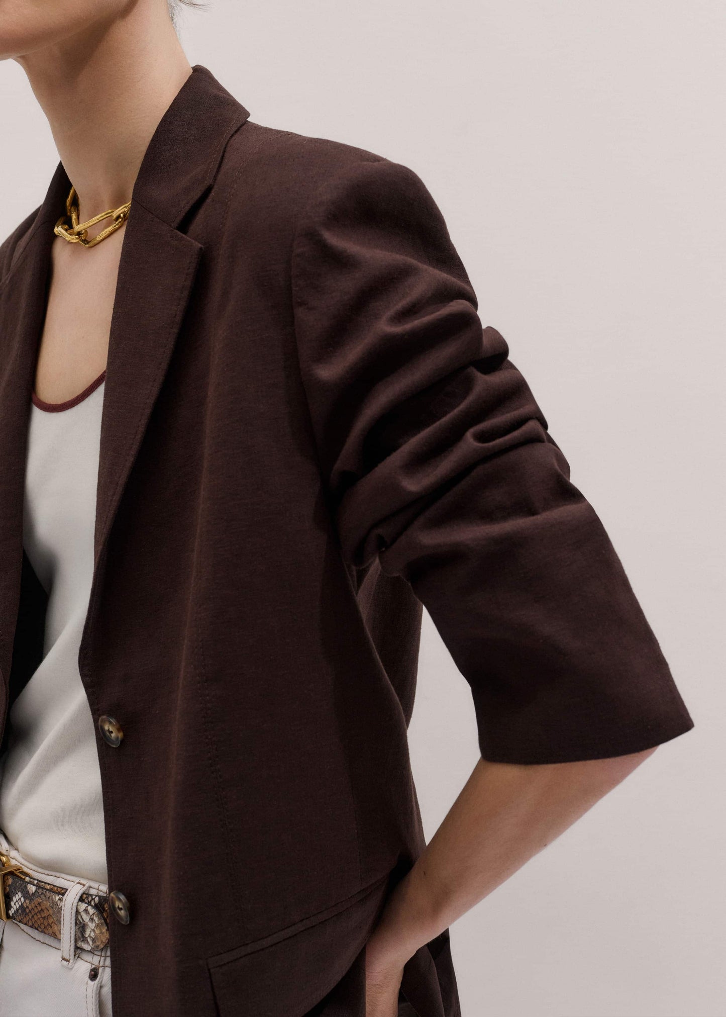 ME and EM Clothing Brown Summer Oversized Blazer