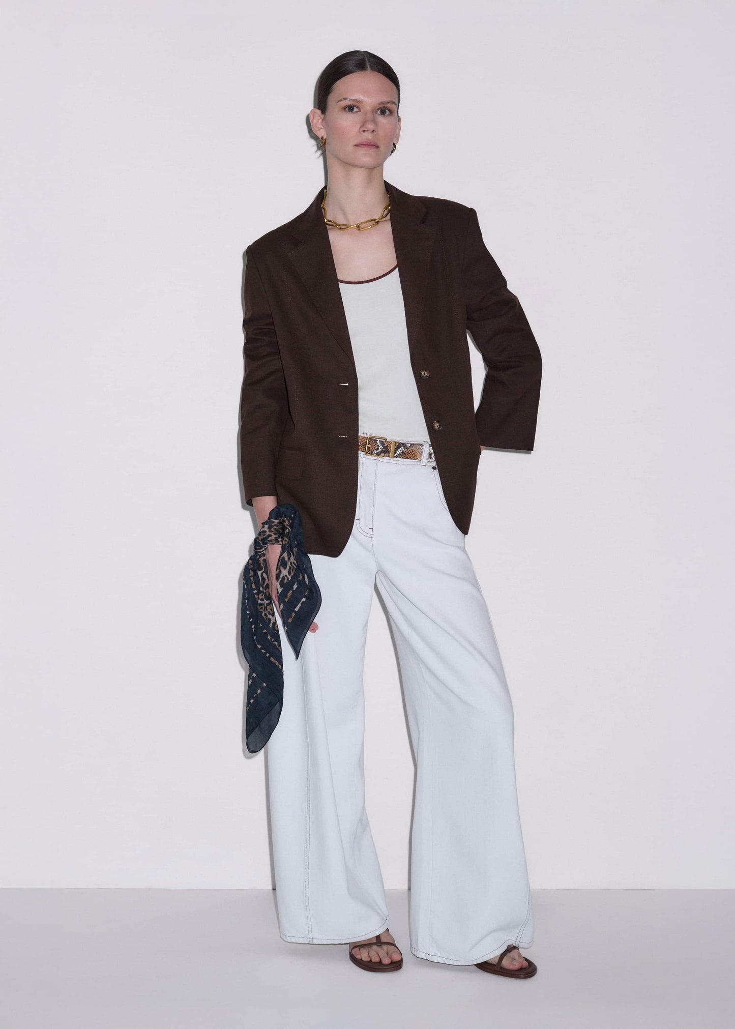ME and EM Clothing Brown Summer Oversized Blazer