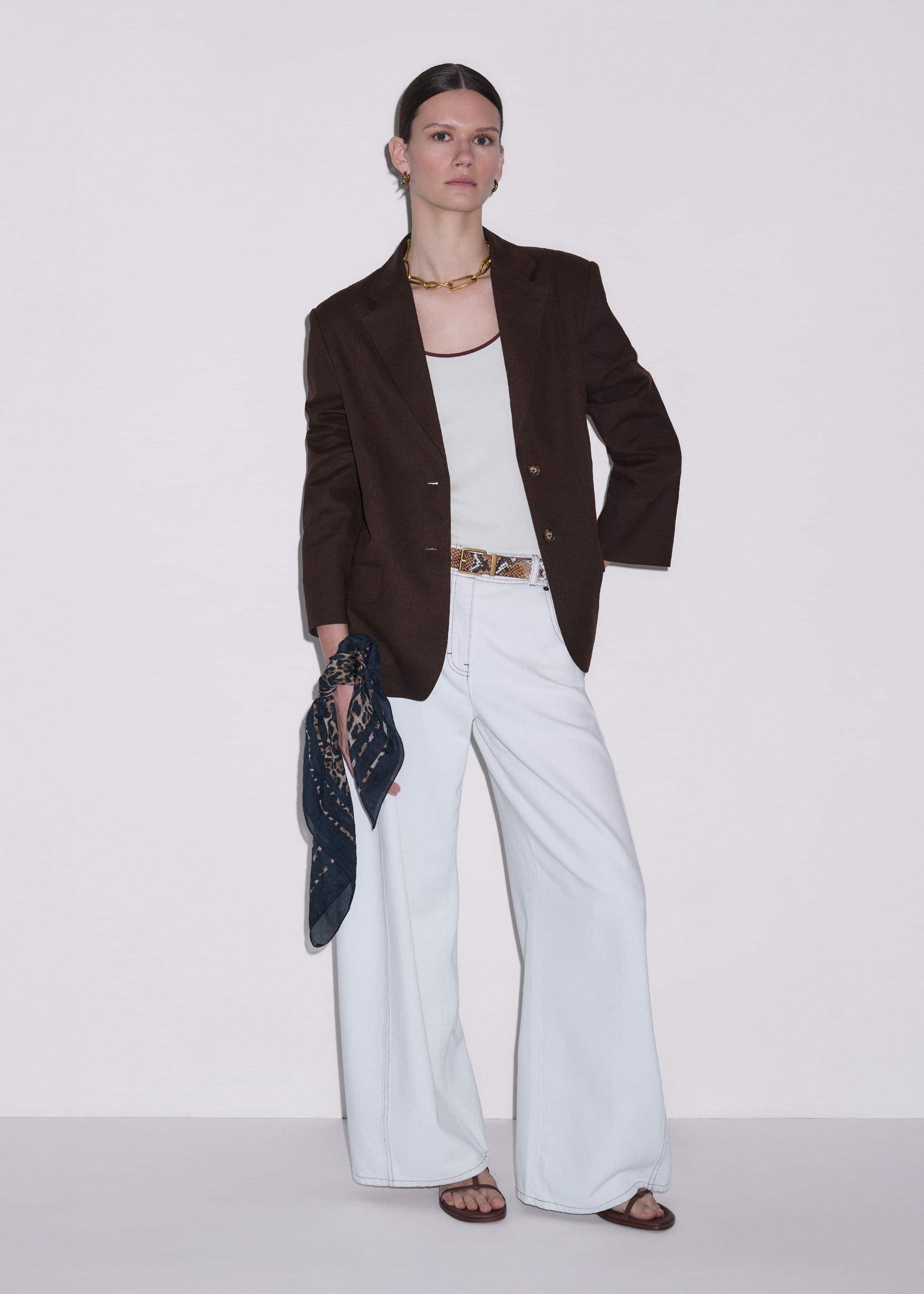 ME and EM Clothing Brown Summer Oversized Blazer