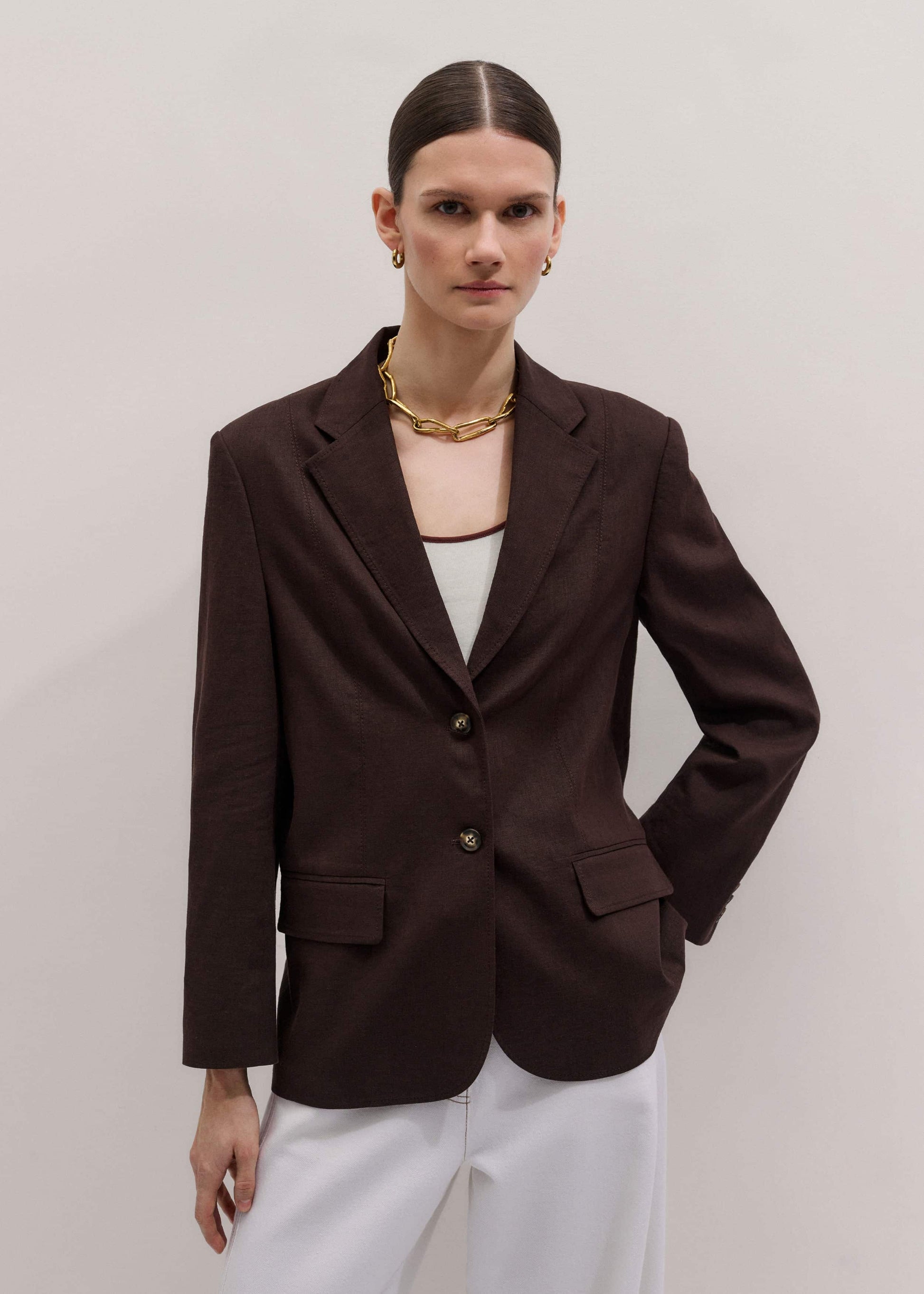 ME and EM Clothing Brown Summer Oversized Blazer