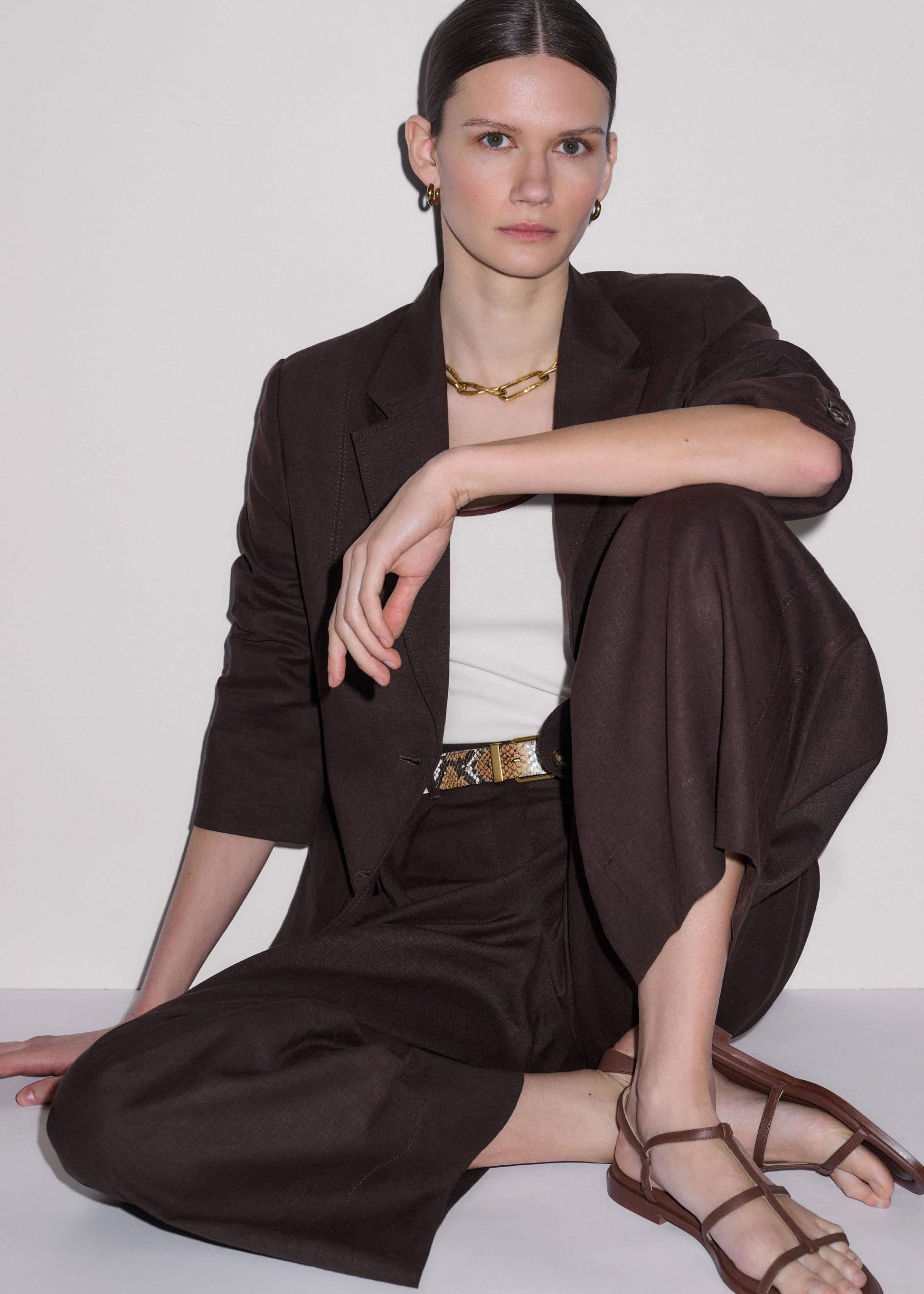 ME and EM Clothing Brown Summer Oversized Blazer
