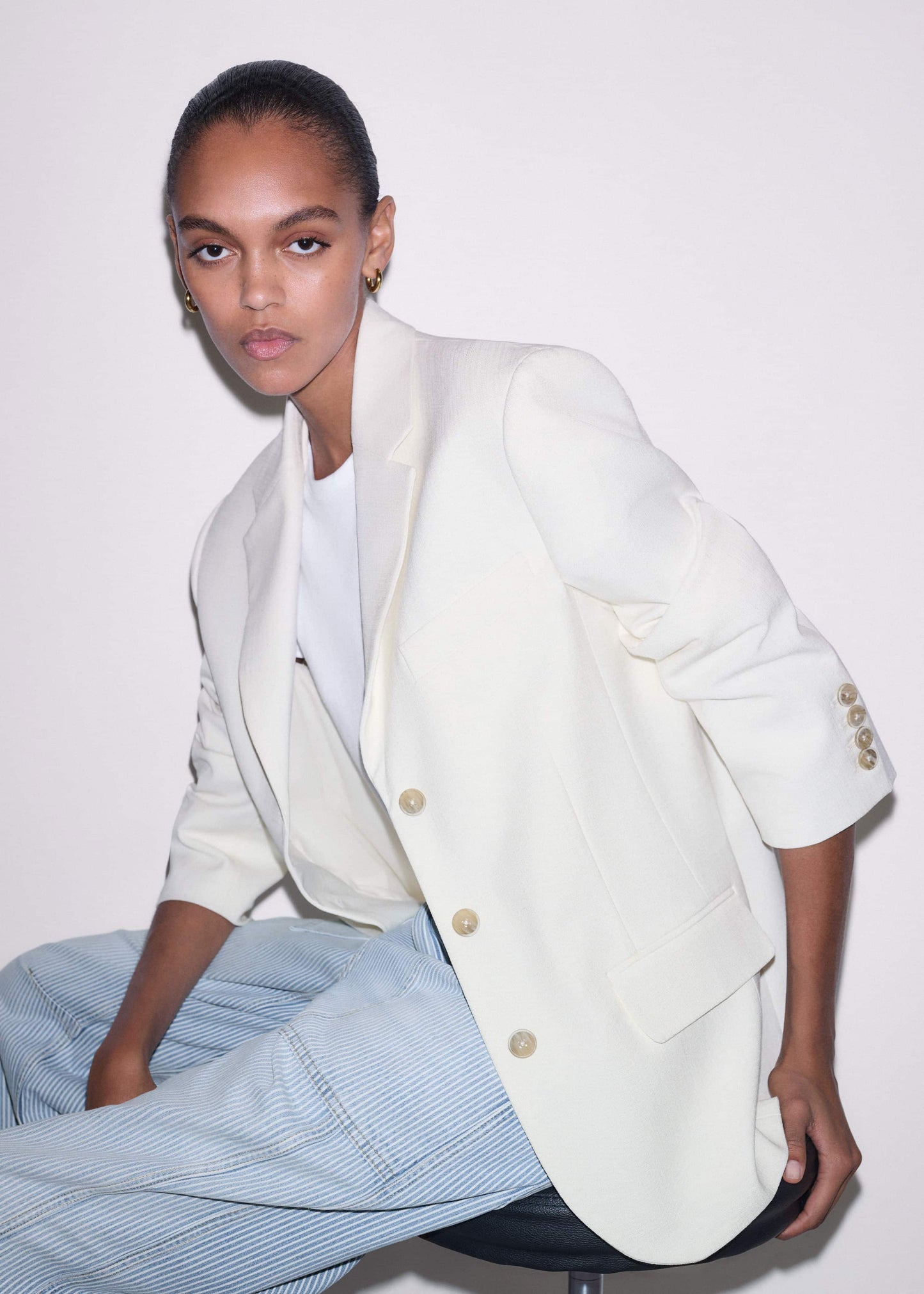 ME and EM Clothing Ivory Icon Intelligently Oversized Blazer