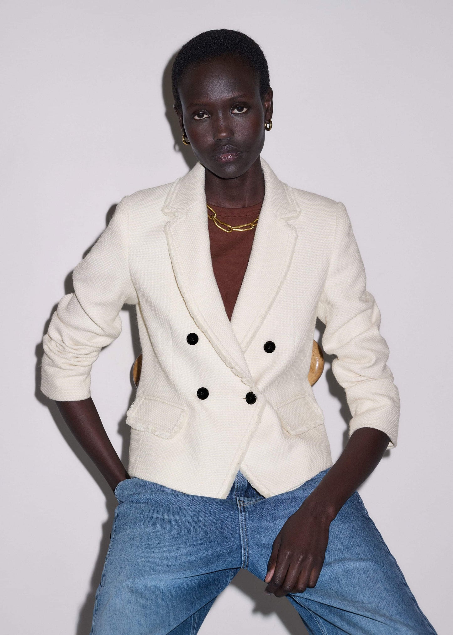 ME and EM Clothing Ivory AM-PM Fitted Blazer
