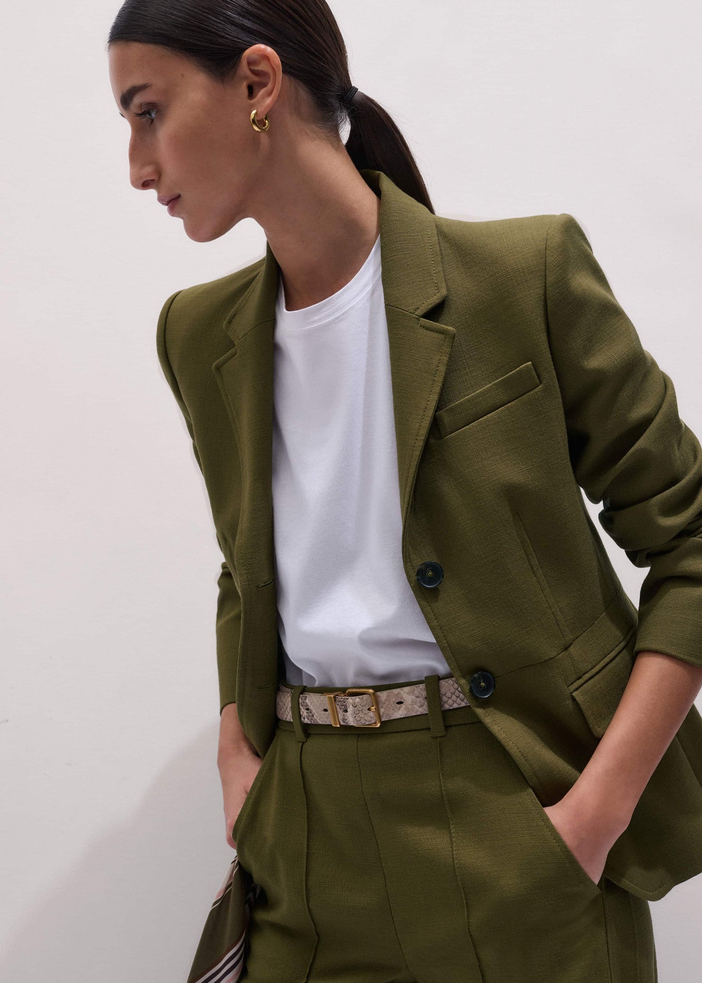 ME and EM Clothing Olive Green Soft Sculpt Jacket