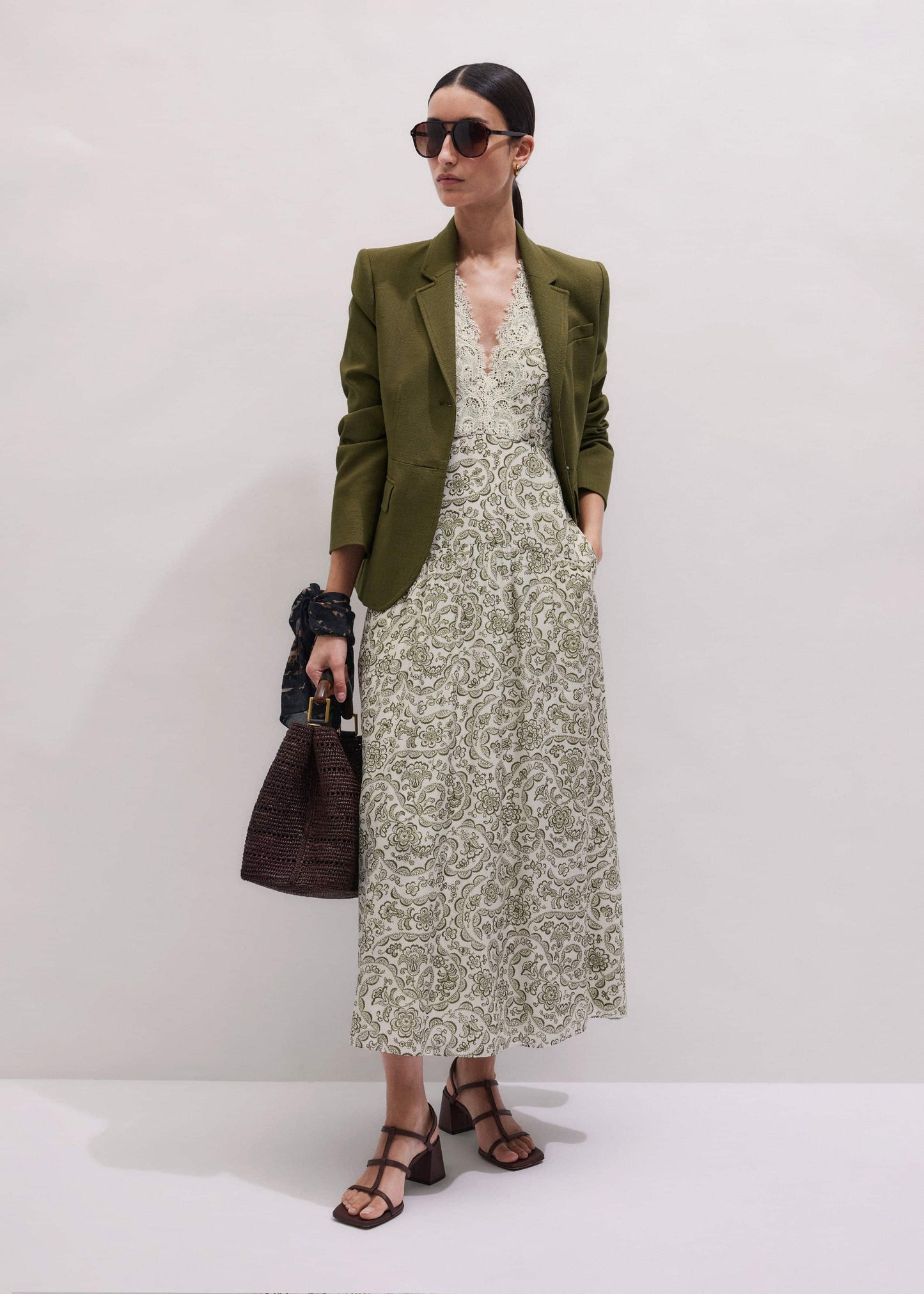 ME and EM Clothing Olive Green Soft Sculpt Jacket