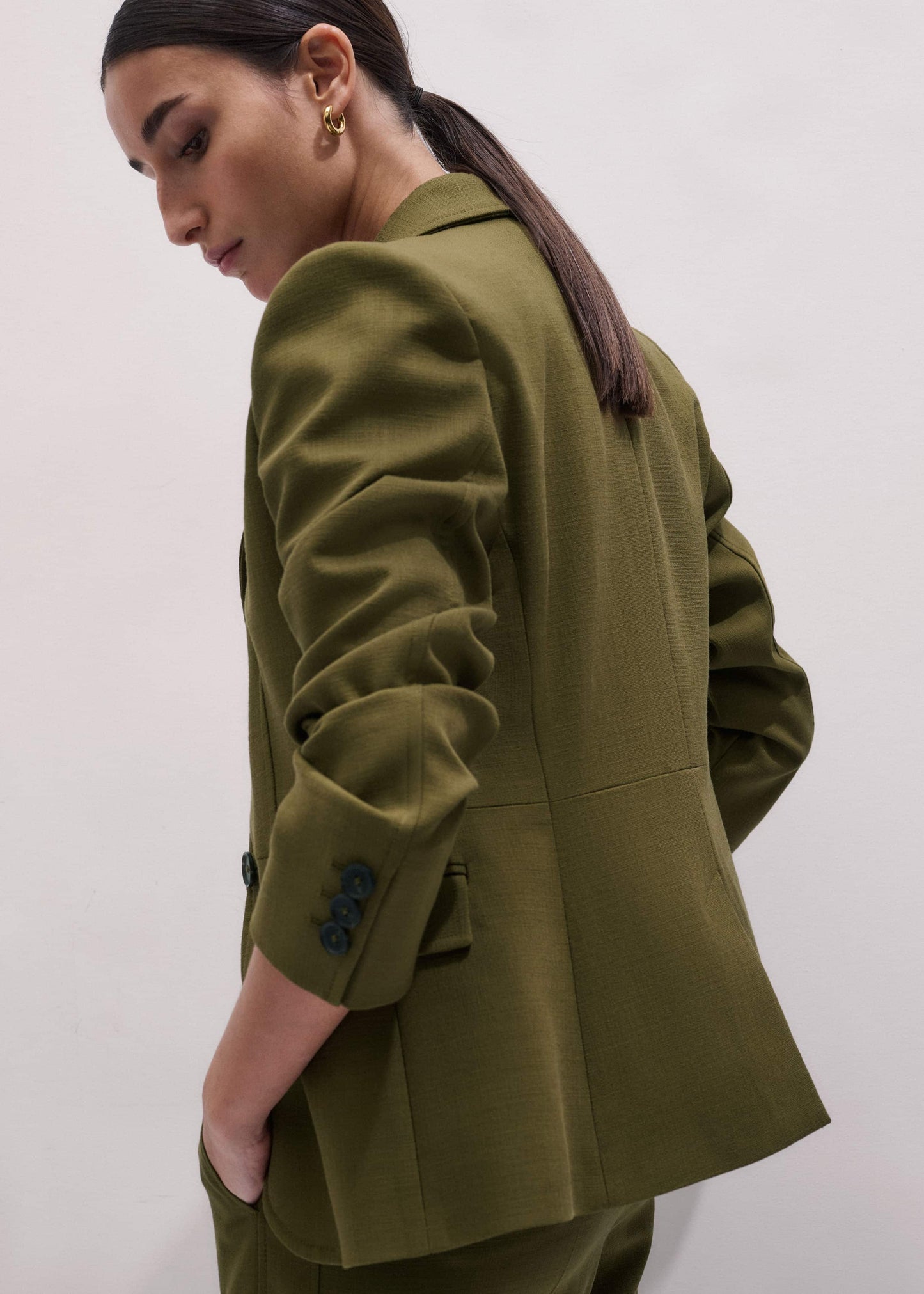 ME and EM Clothing Olive Green Soft Sculpt Jacket