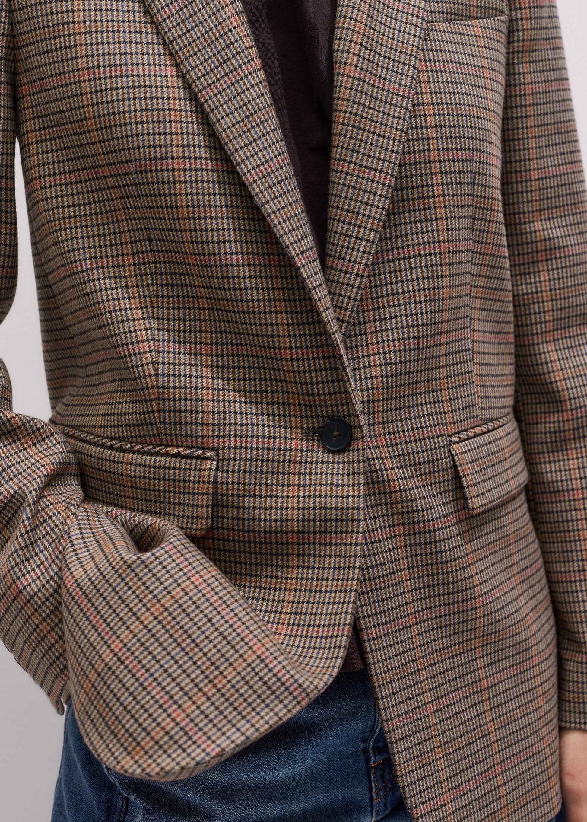 ME and EM Clothing Brown Check Sharp Shoulder Blazer