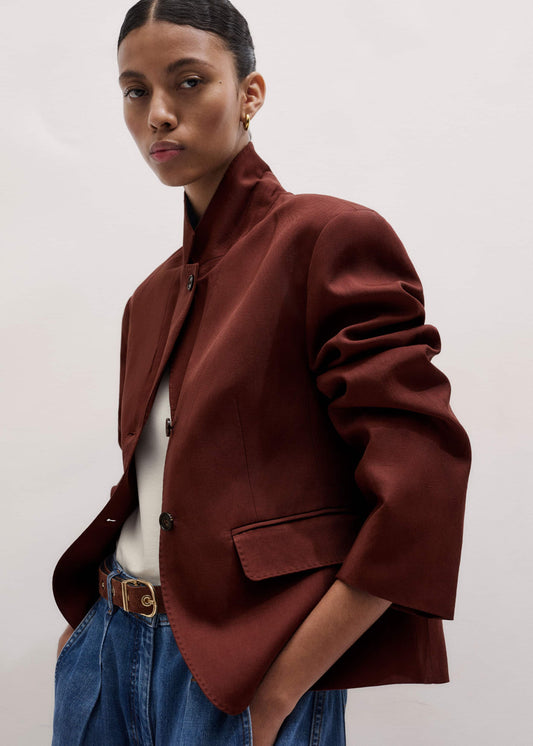 ME and EM Clothing Cinnamon Brown Oversized Short Blazer