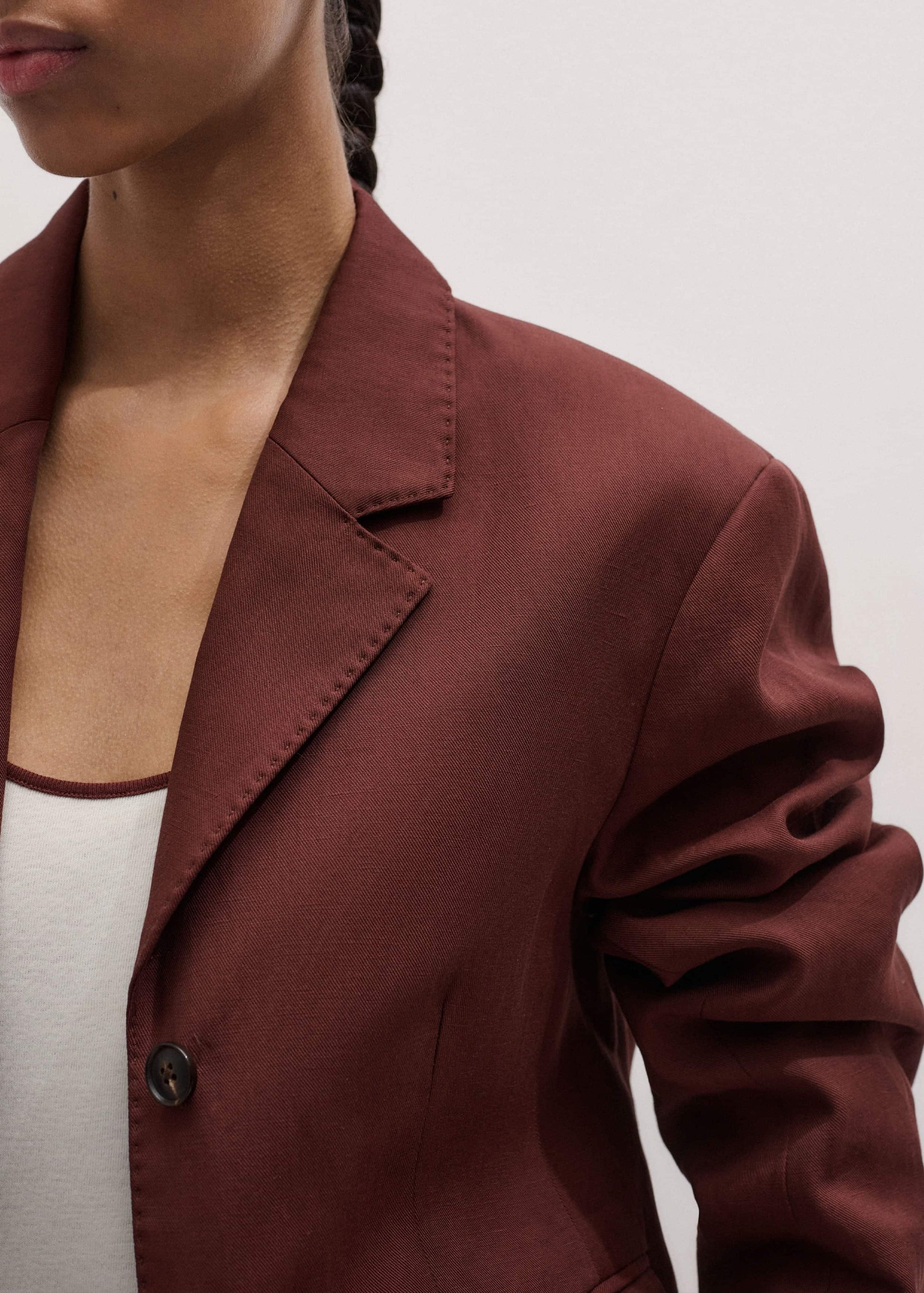 ME and EM Clothing Cinnamon Brown Oversized Short Blazer