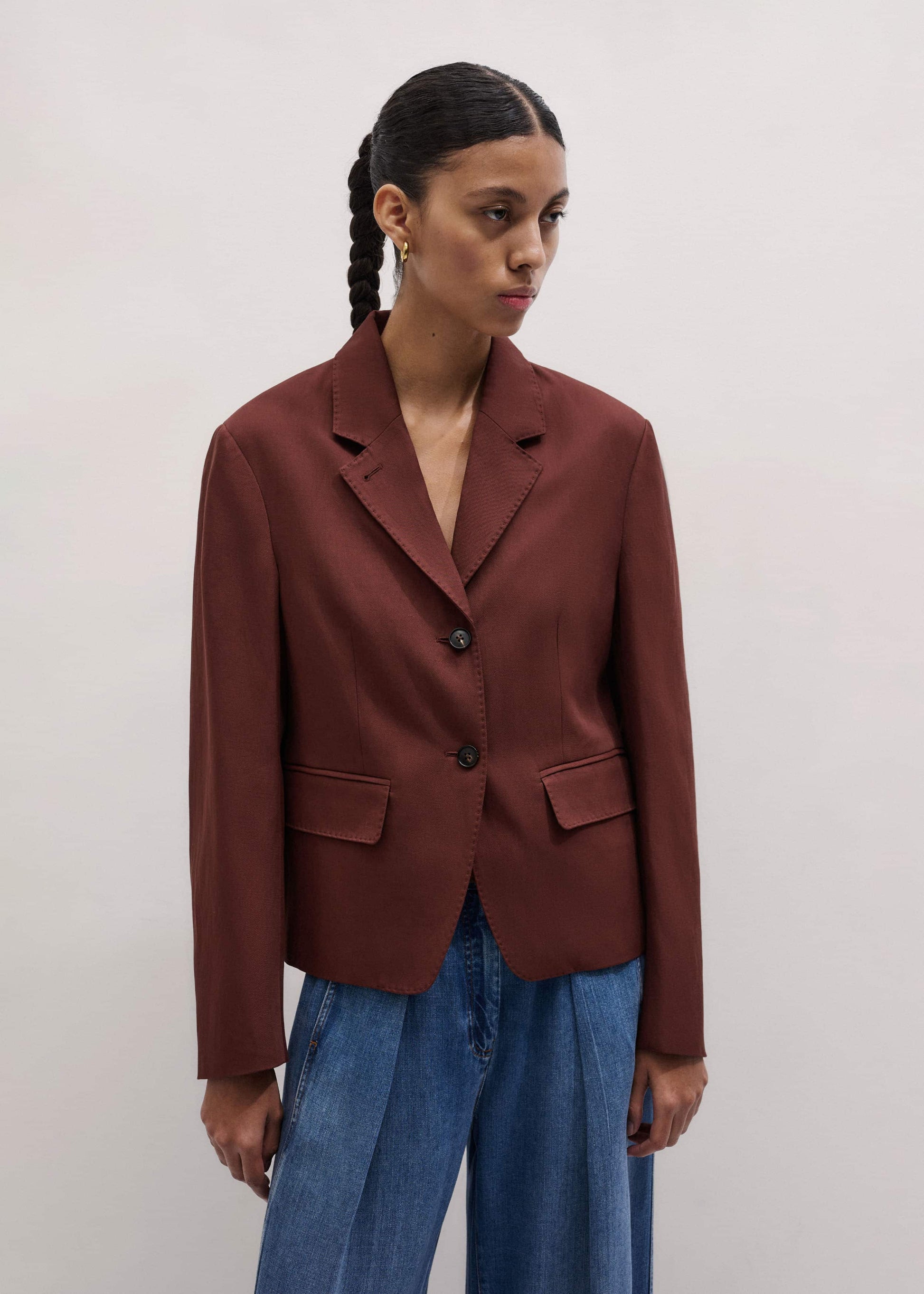 ME and EM Clothing Cinnamon Brown Oversized Short Blazer