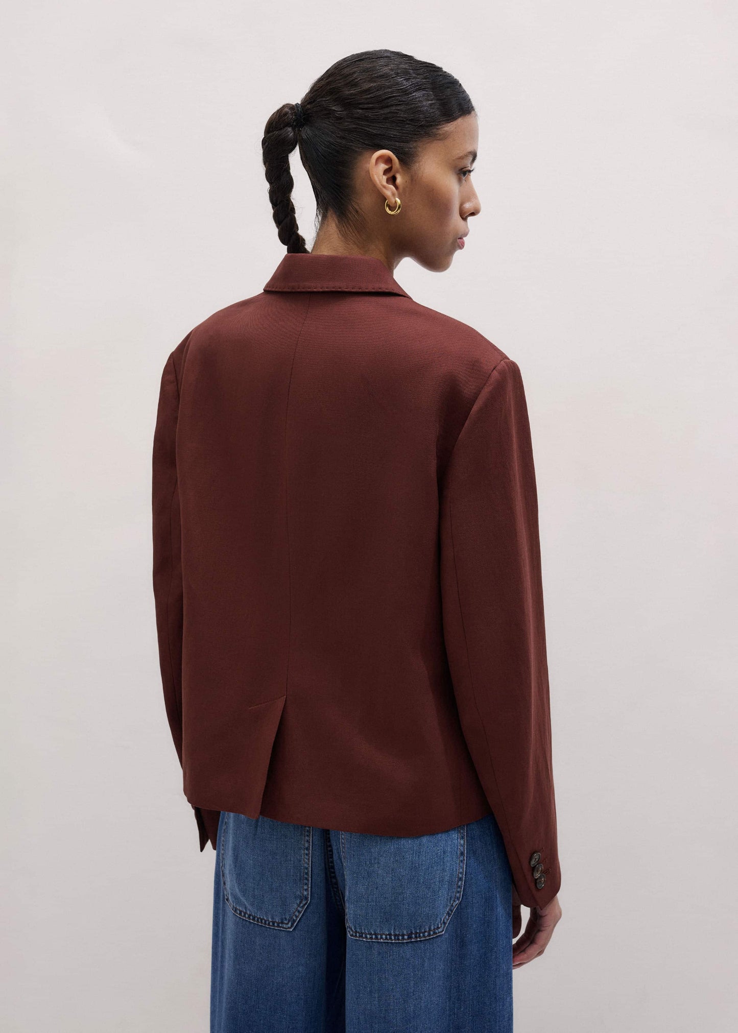 ME and EM Clothing Cinnamon Brown Oversized Short Blazer