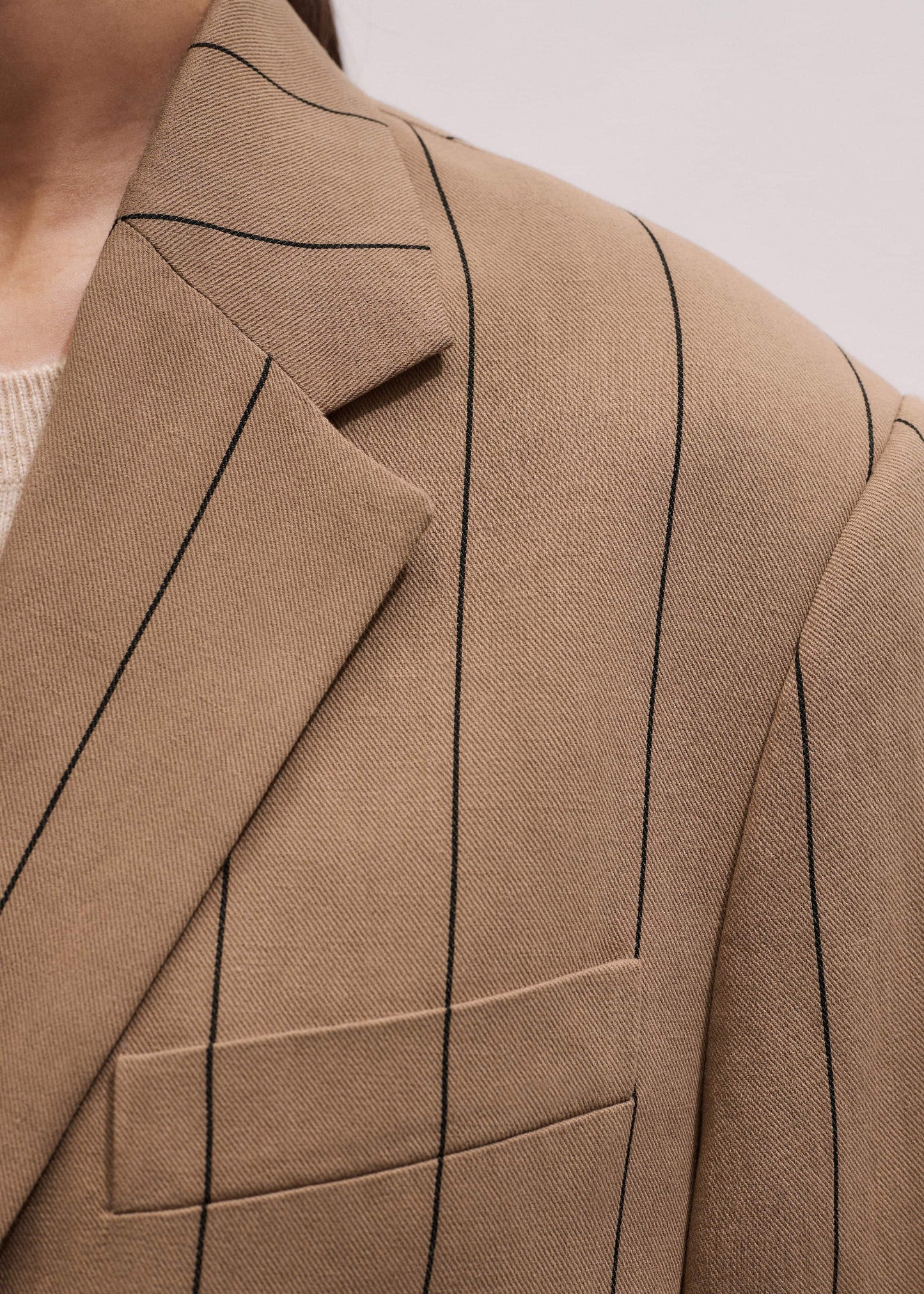 ME and EM Clothing Tan Icon Intelligently Oversized Pinstripe Blazer