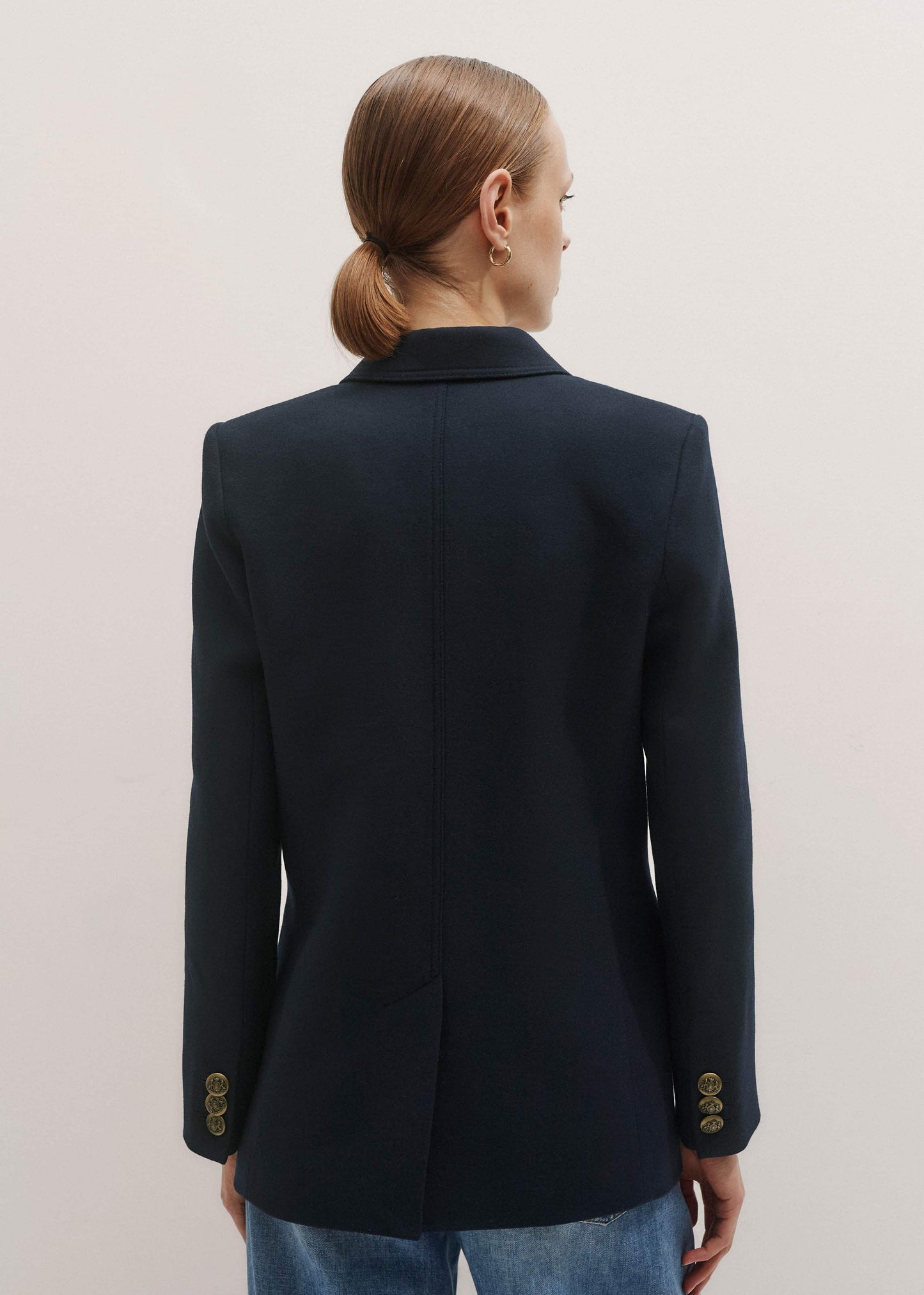 ME and EM Clothing Navy Sharp Shoulder Blazer