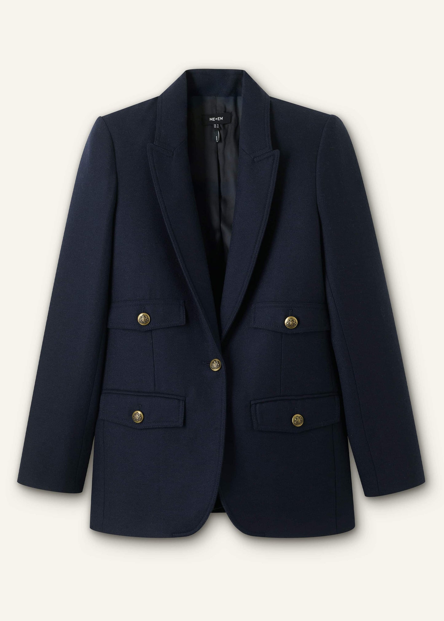 ME and EM Clothing Navy Sharp Shoulder Blazer