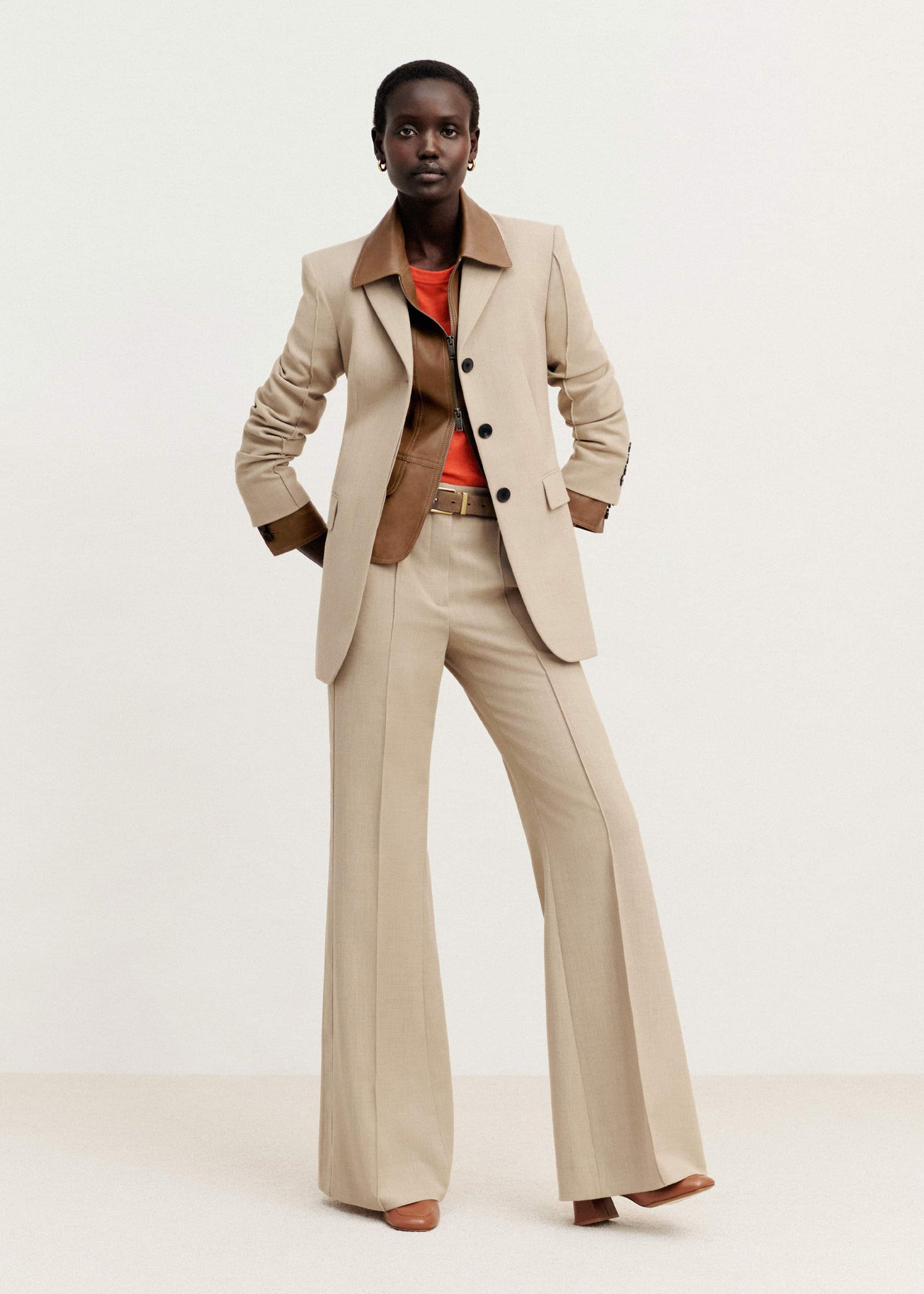 ME and EM Clothing Sand Slim Contour Blazer
