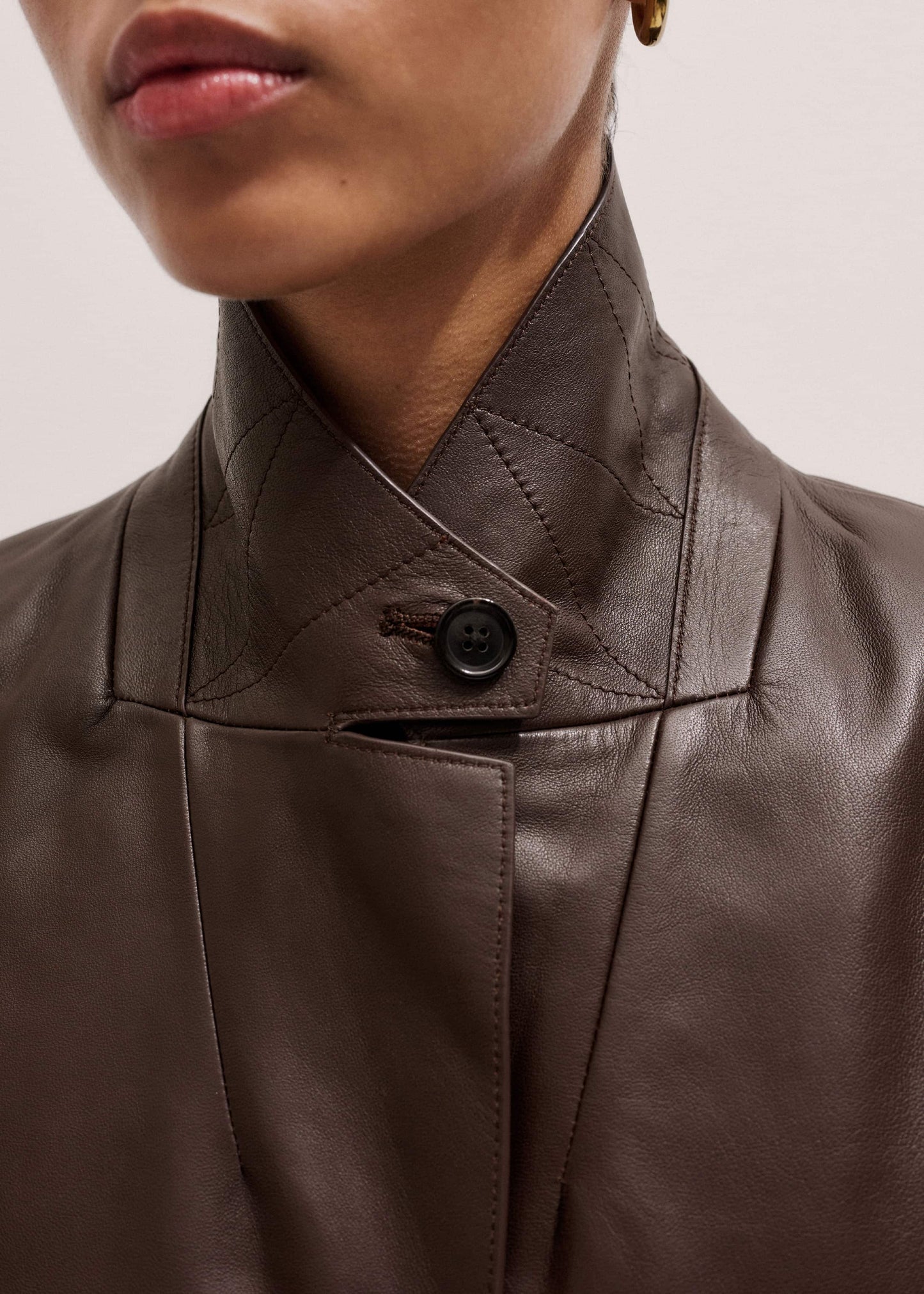 ME and EM Clothing Brown Leather Luxe Relaxed Boyfriend Blazer