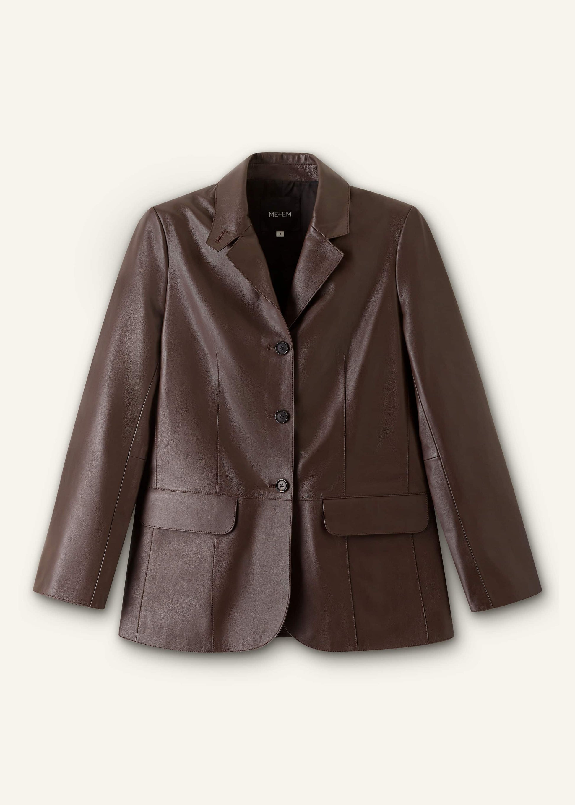 ME and EM Clothing Brown Leather Luxe Relaxed Boyfriend Blazer