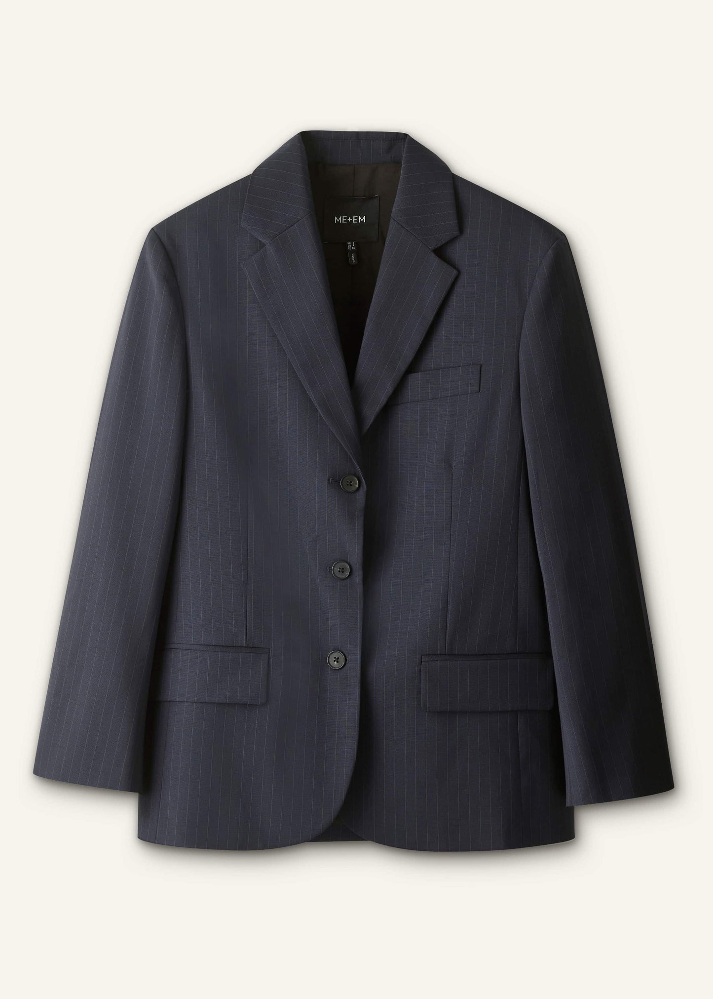 ME and EM Clothing Navy Pinstripe Oversized Blazer