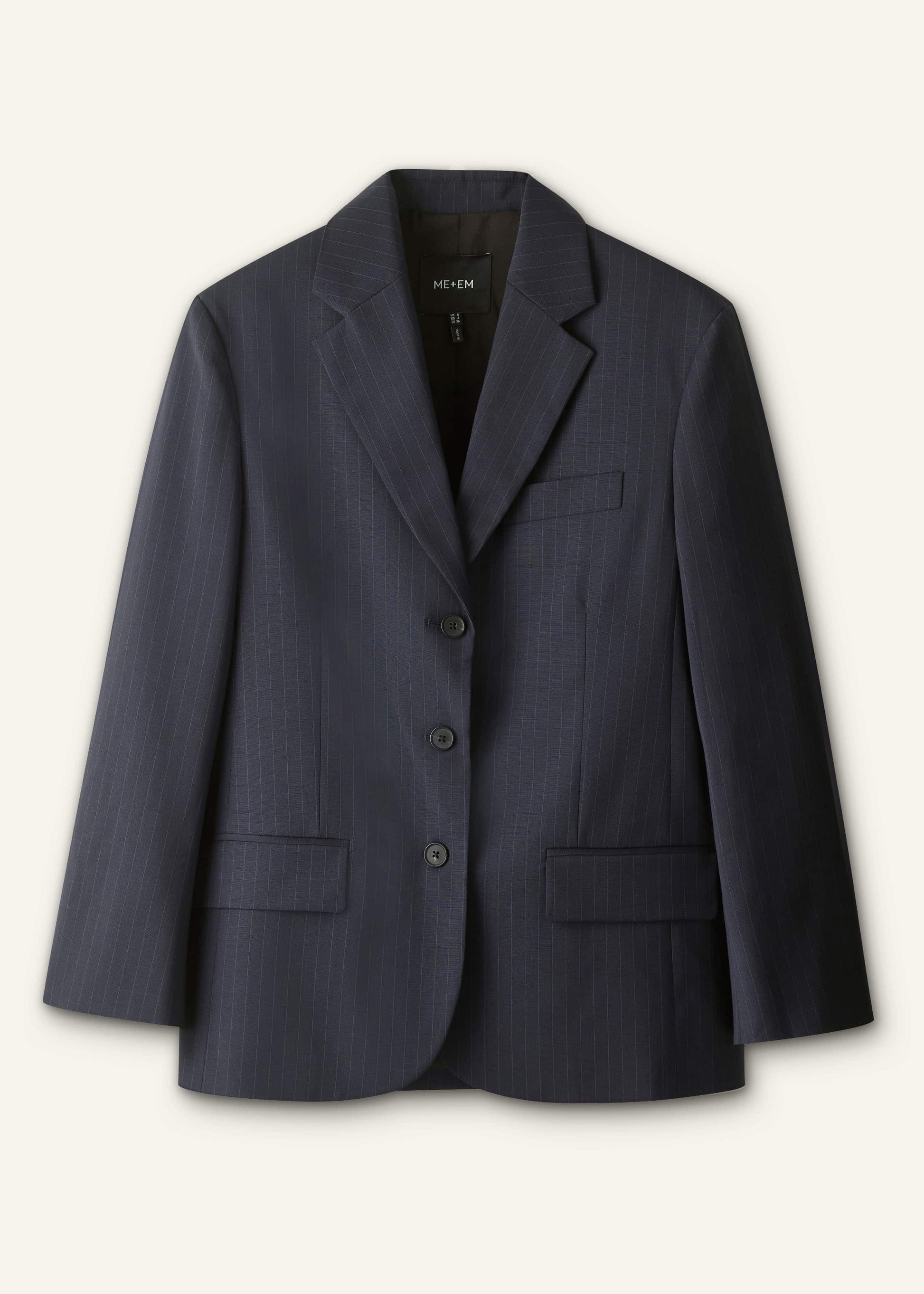 ME and EM Clothing Navy Pinstripe Oversized Blazer