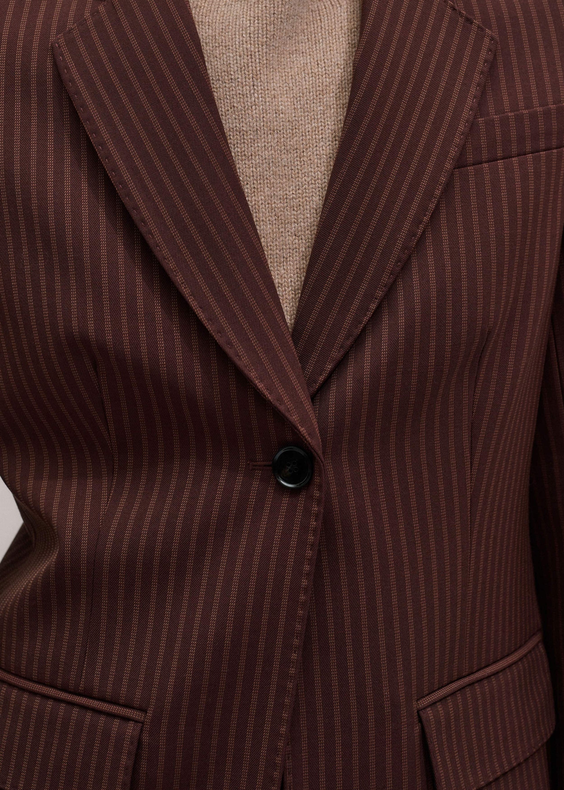 ME and EM Clothing Cinnamon Pinstripe Sharp Shoulder Contour Blazer