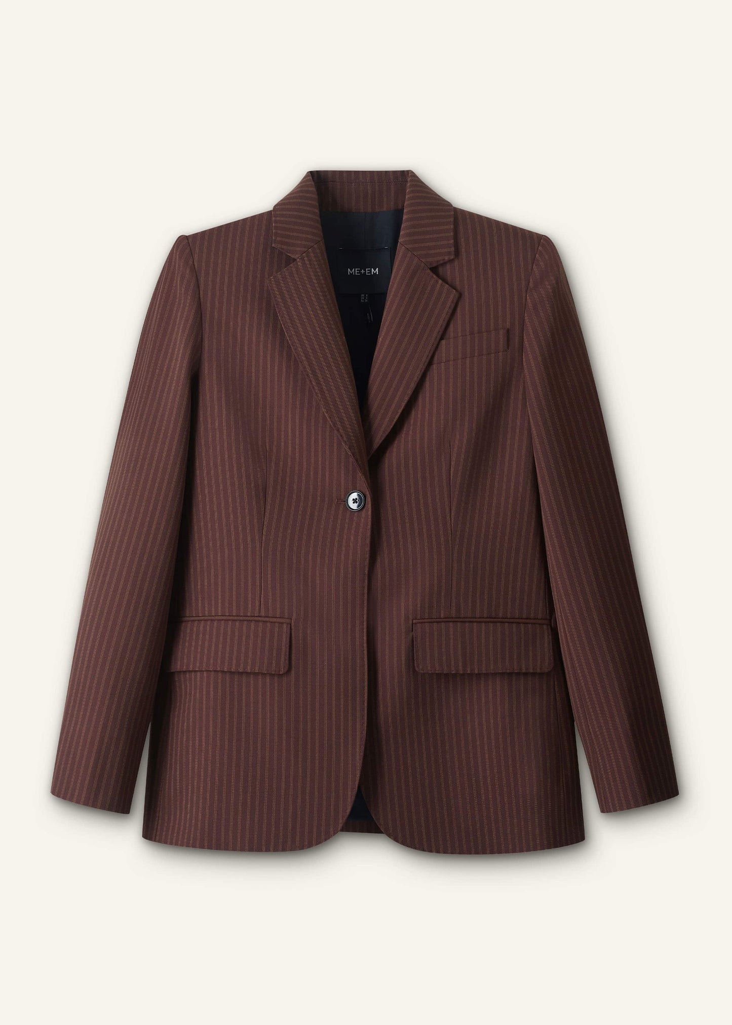 ME and EM Clothing Cinnamon Pinstripe Sharp Shoulder Contour Blazer