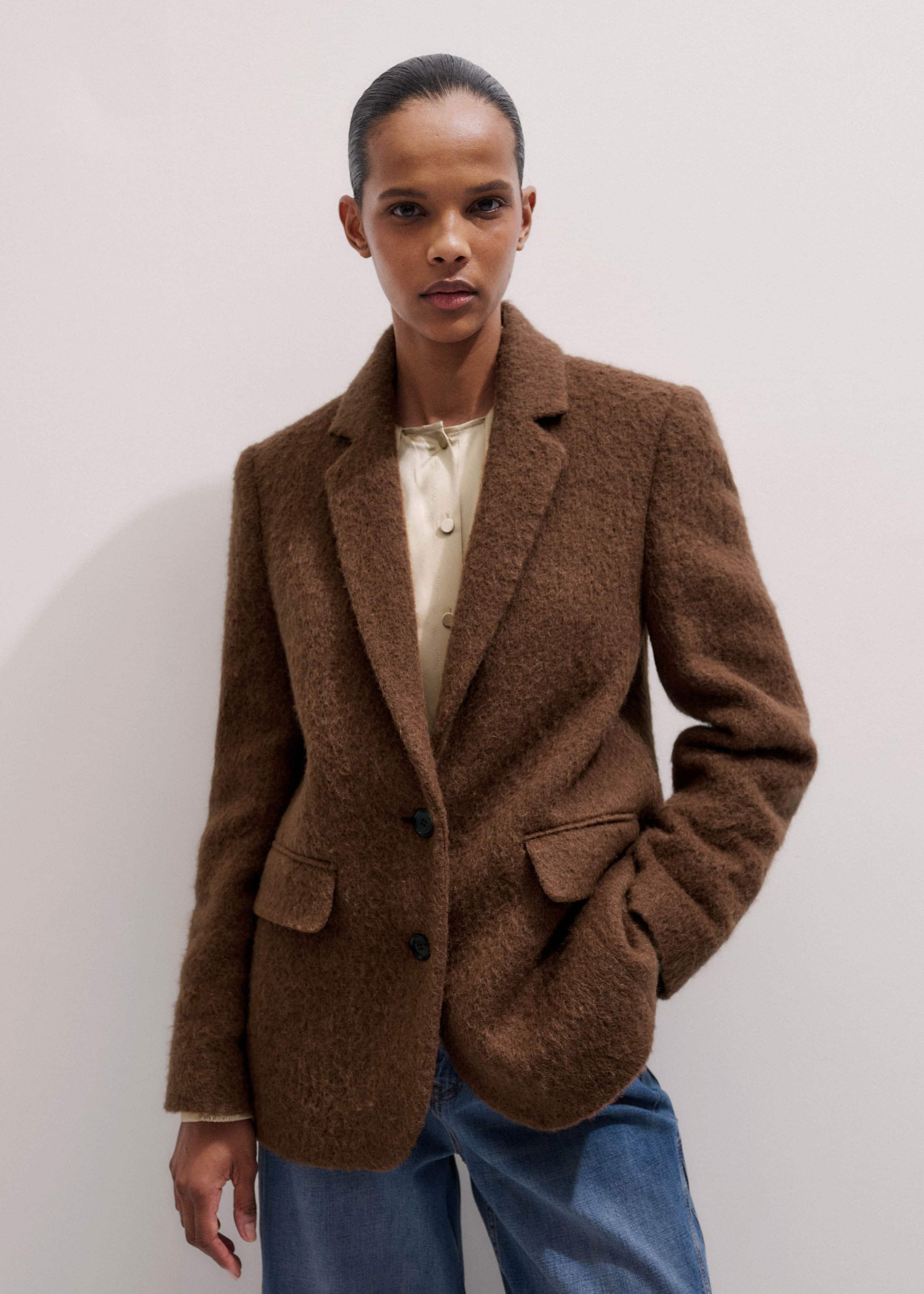 ME and EM Clothing Brown Teddy Luxe Blazer