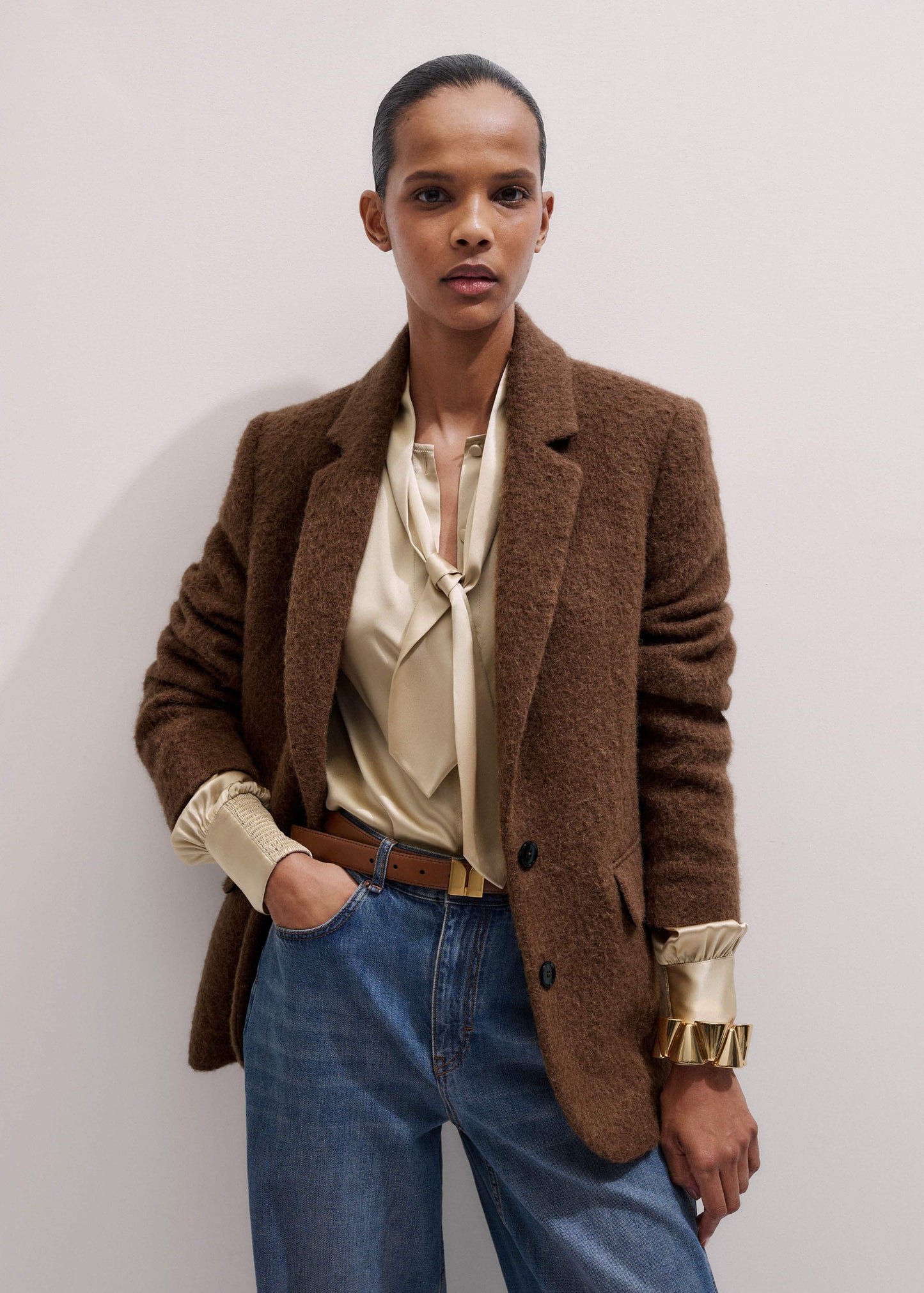 ME and EM Clothing Brown Teddy Luxe Blazer