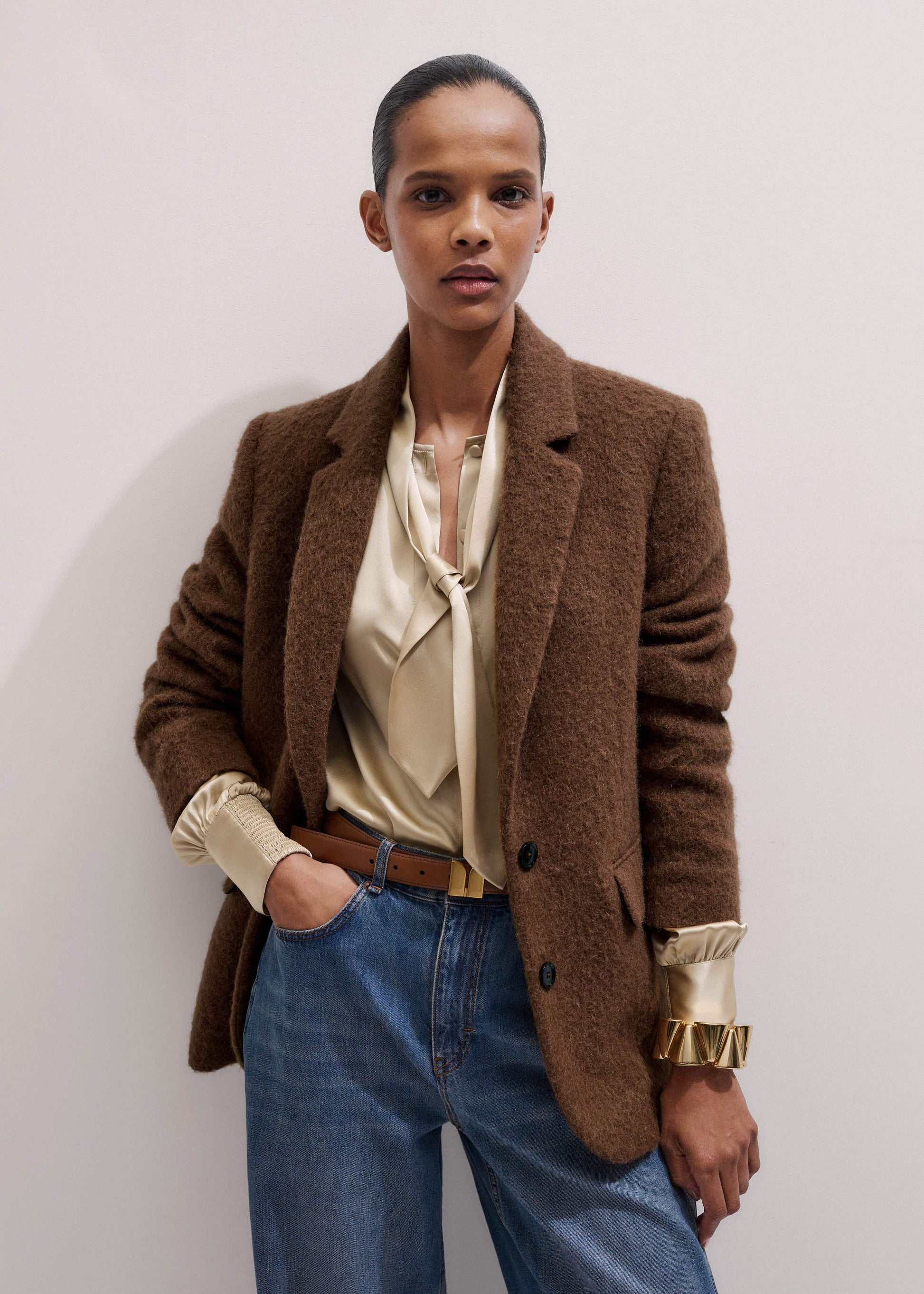 ME and EM Clothing Brown Teddy Luxe Blazer
