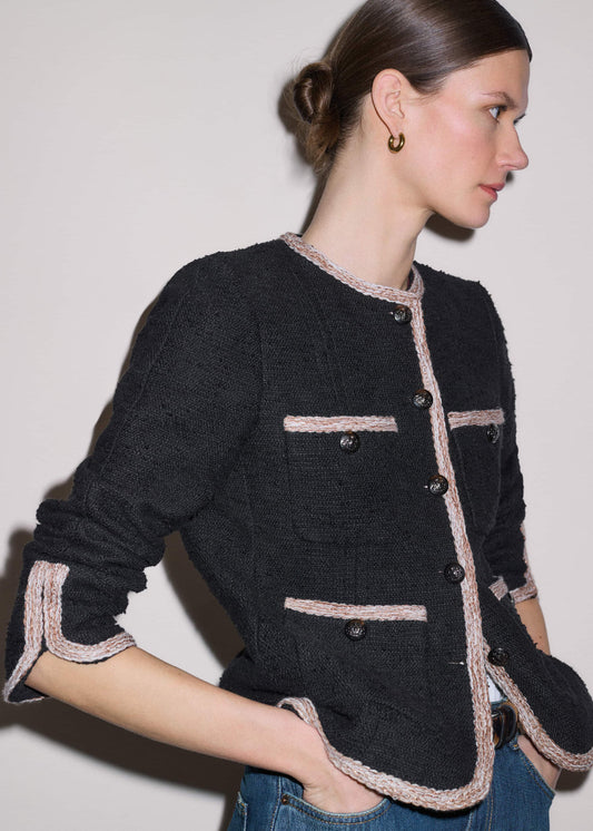 ME and EM Clothing Black Straight Fit Jacket