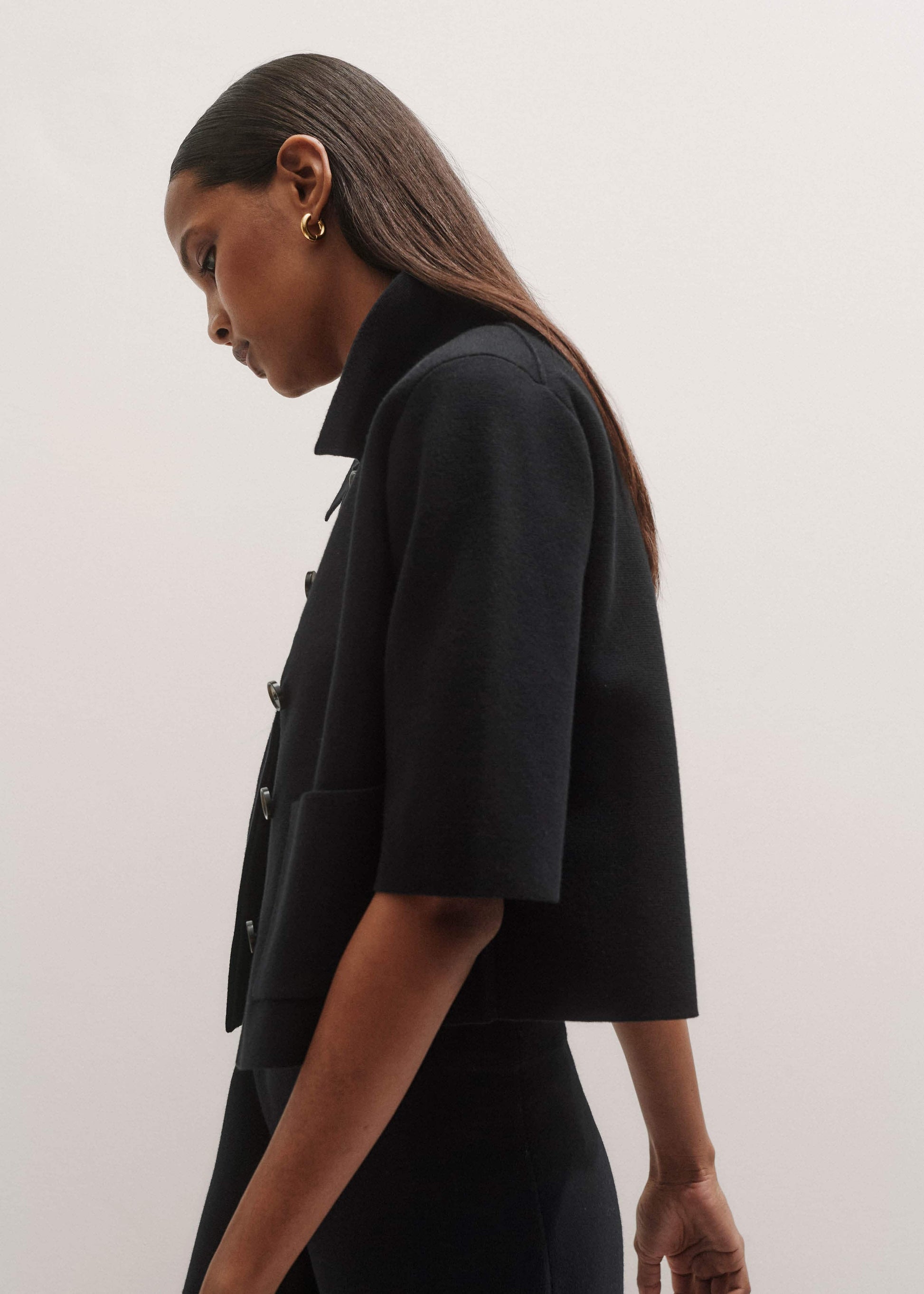 ME and EM Clothing Black Milano Knit Short Sleeve Jacket