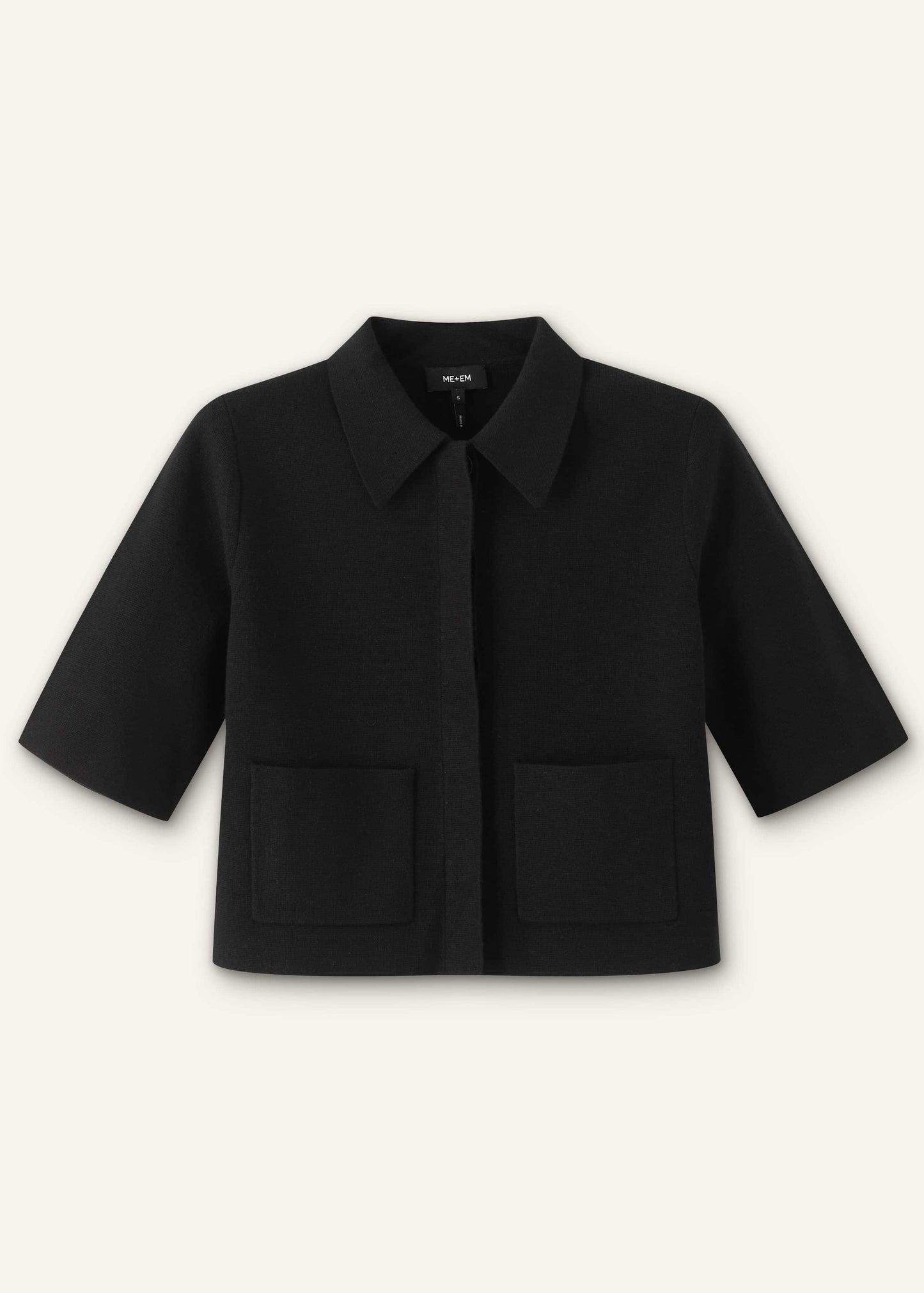 ME and EM Clothing Black Milano Knit Short Sleeve Jacket