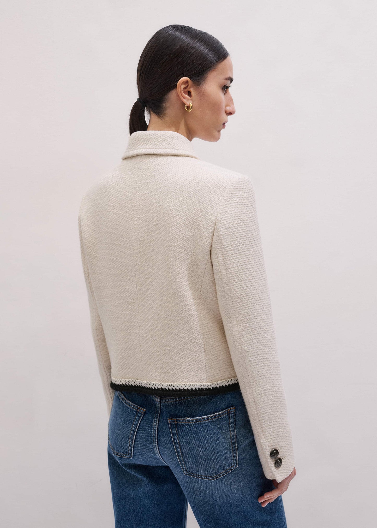 ME and EM Clothing Cream Straight Crop Jacket