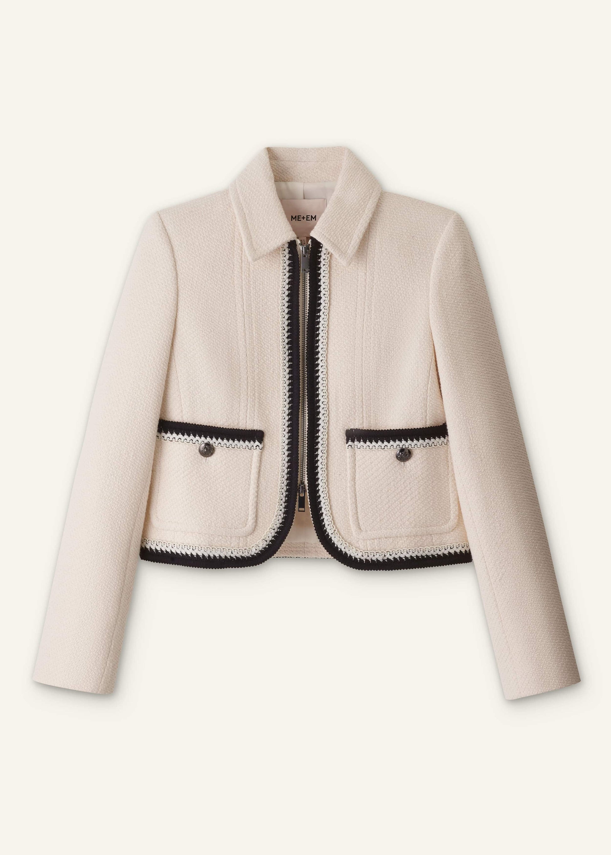 ME and EM Clothing Cream Straight Crop Jacket