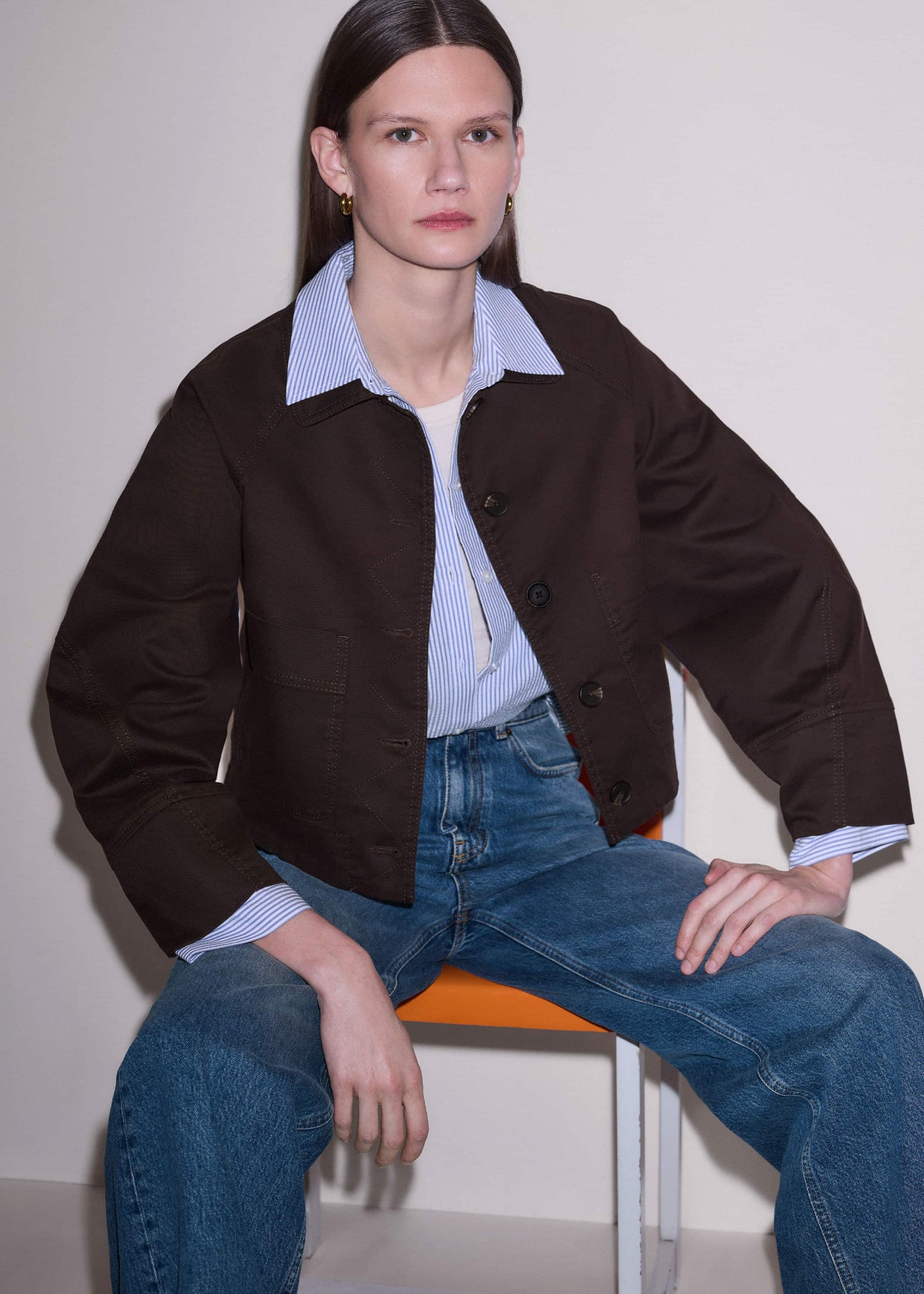 ME and EM Clothing Brown Cocoon Sleeve Jacket