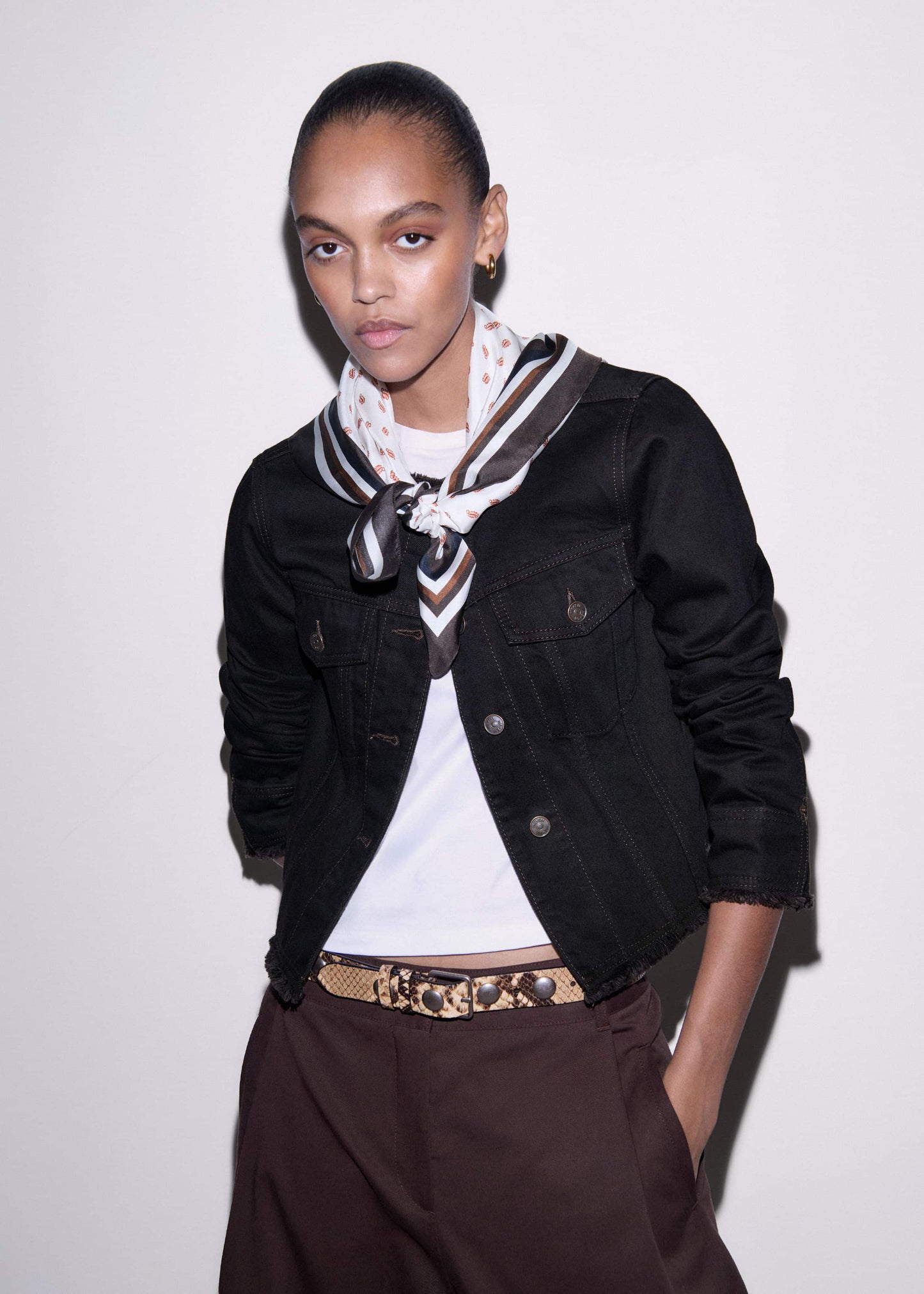 ME and EM Clothing Black Collarless Fray Jacket