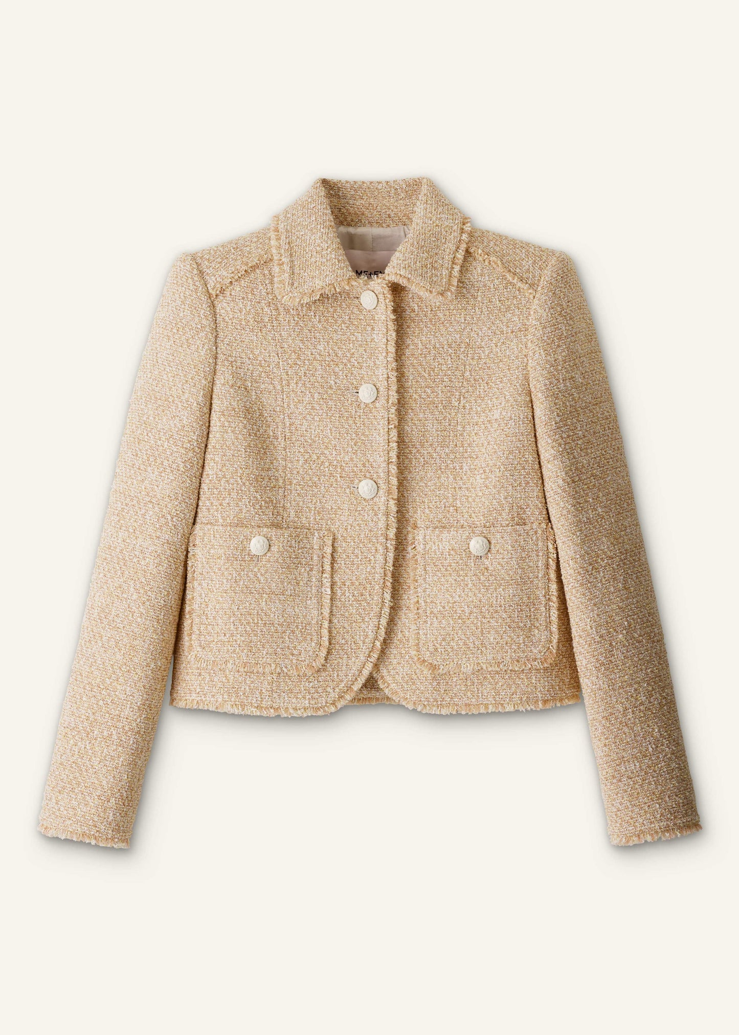 ME and EM Clothing Cream Fringed Short Jacket