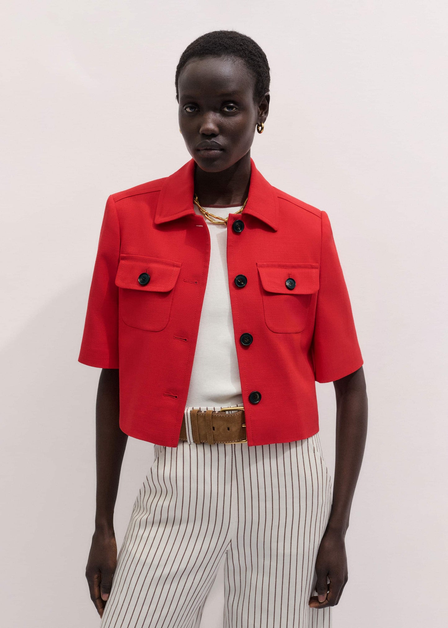 ME and EM Clothing Red Box Crop Jacket