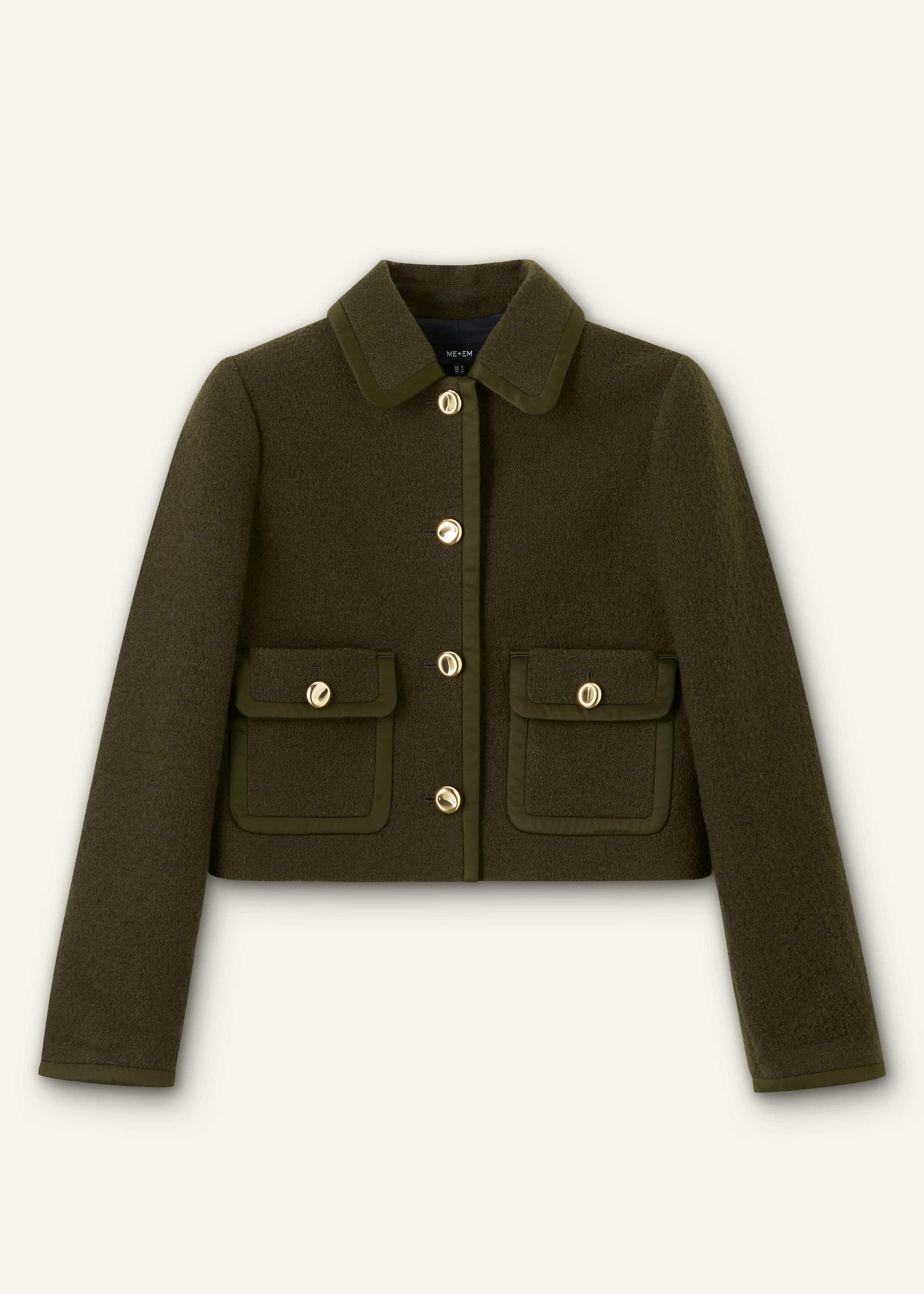 ME and EM Clothing Olive Green Straight Crop Jacket