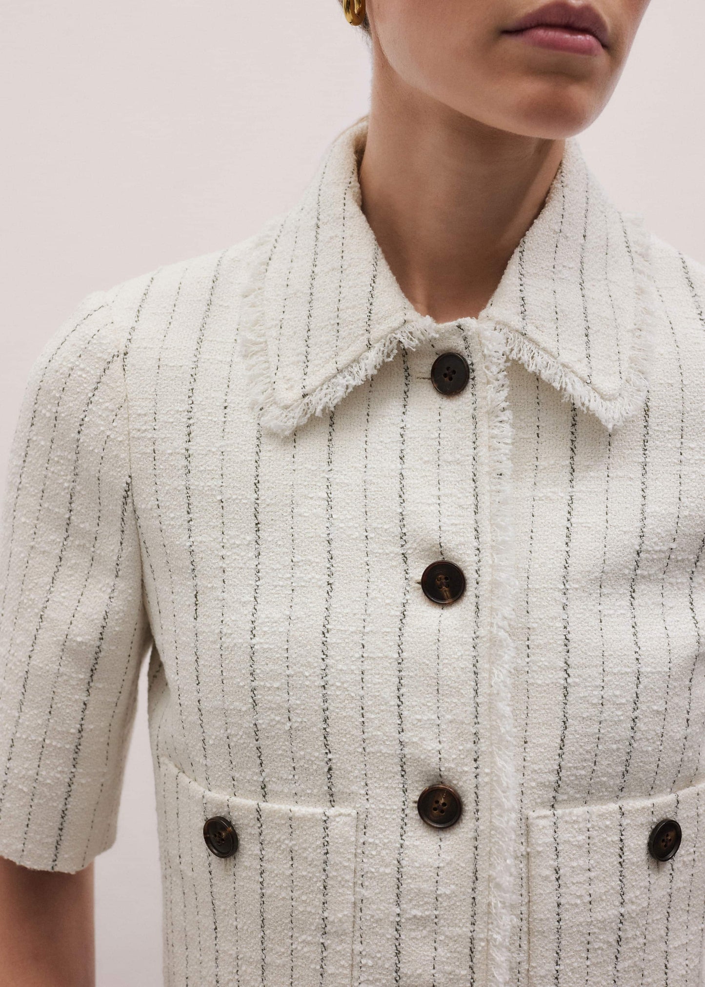 ME and EM Clothing Ivory Stripe Crop Jacket